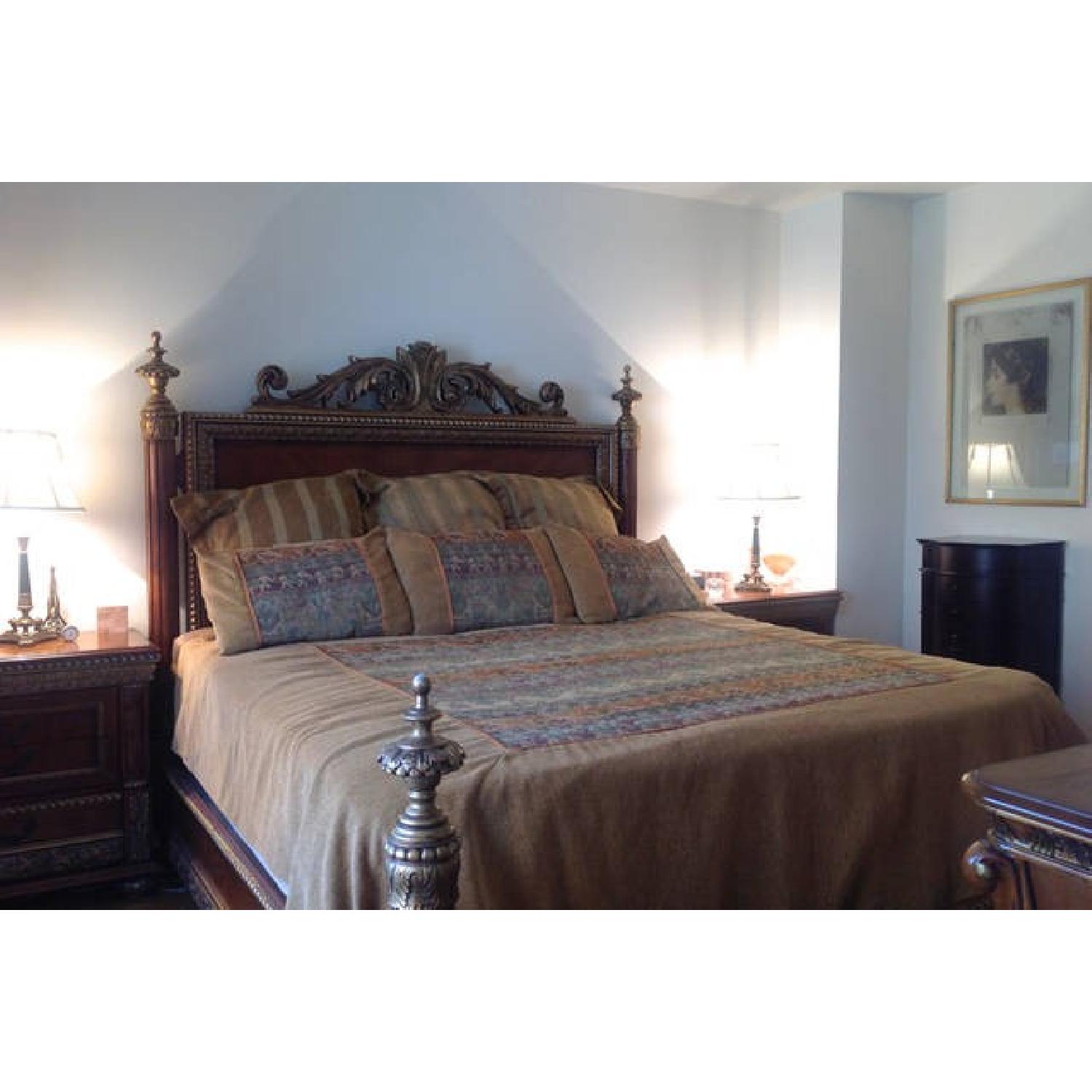 Horchow Bellissimo King Bed Frame & Head Board with 3 Drawer Nightstands - image-1