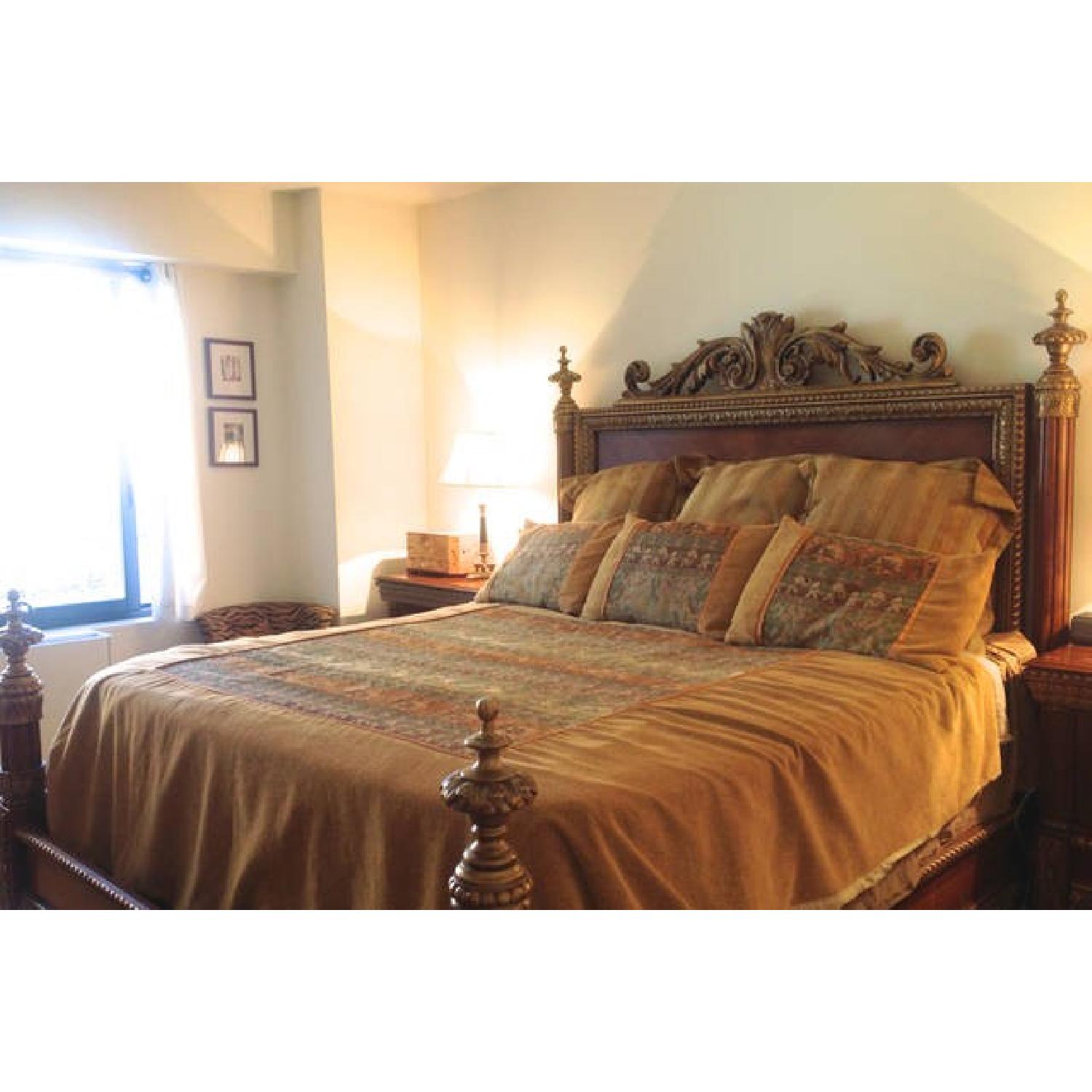 Horchow Bellissimo King Bed Frame & Head Board with 3 Drawer Nightstands - image-3