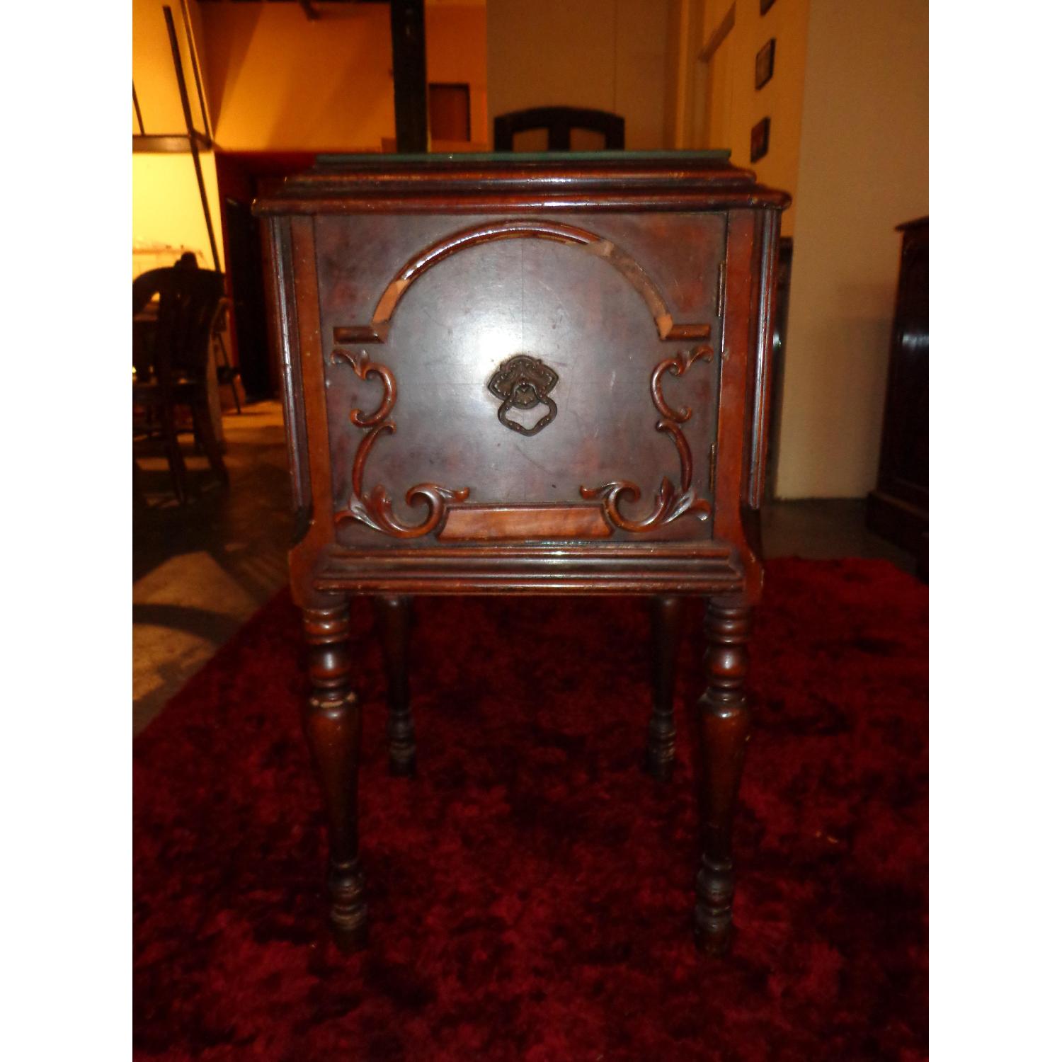 1920's Art Nouveau Night Stand or Side Table with Glass Protection - image-1
