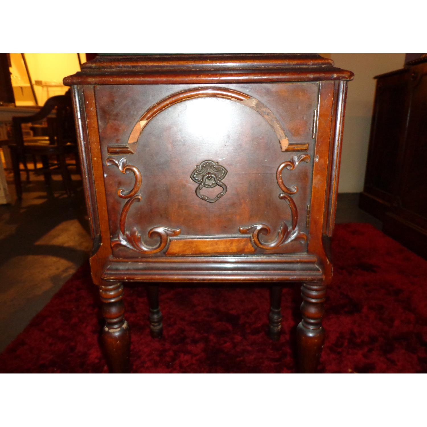 1920's Art Nouveau Night Stand or Side Table with Glass Protection - image-2