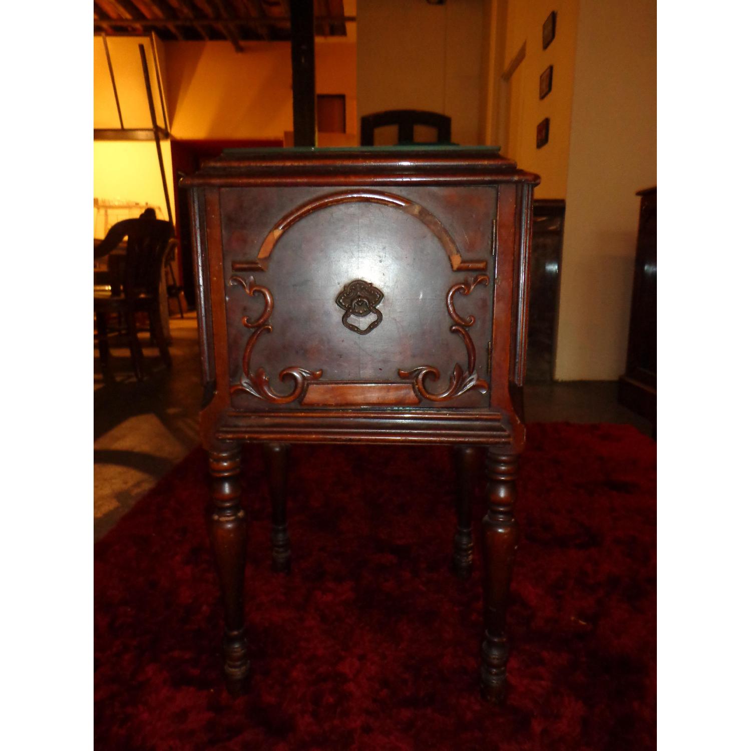 1920's Art Nouveau Night Stand or Side Table with Glass Protection - image-3