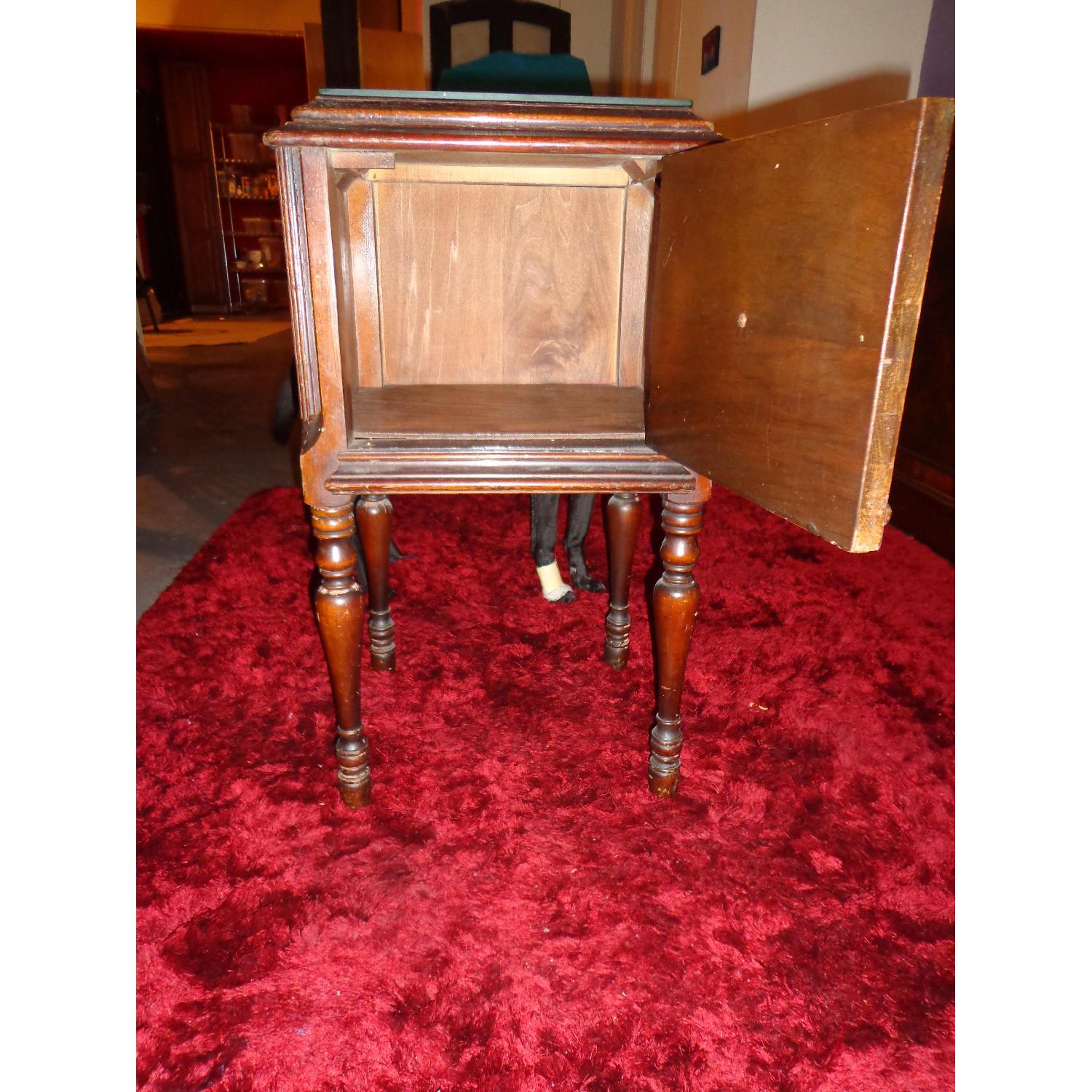 1920's Art Nouveau Night Stand or Side Table with Glass Protection - image-4