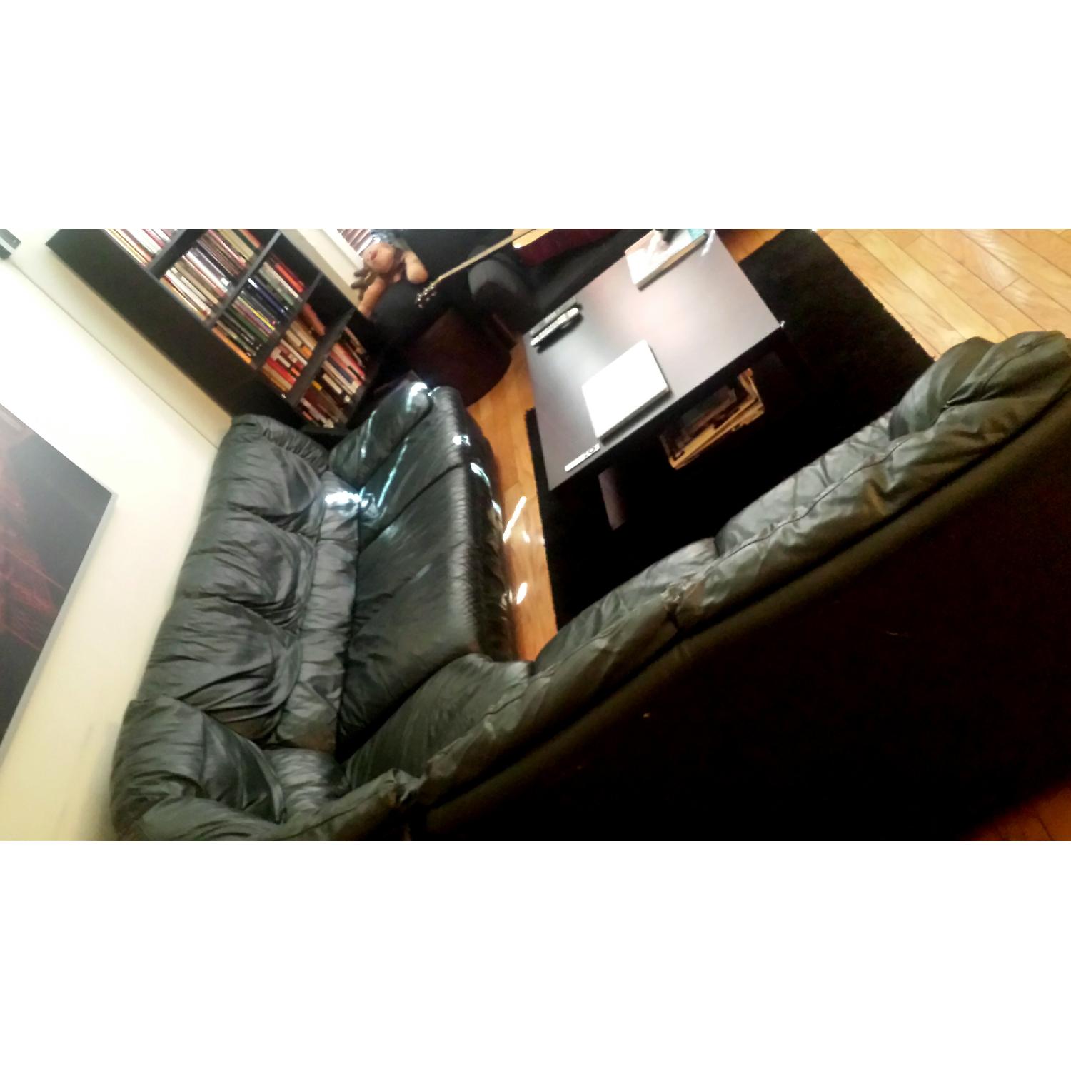 Green Leather L Shape Sofa - image-4