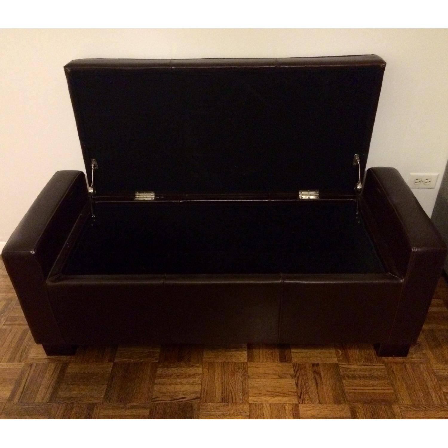 Tufted Leather Storage Bench - image-2