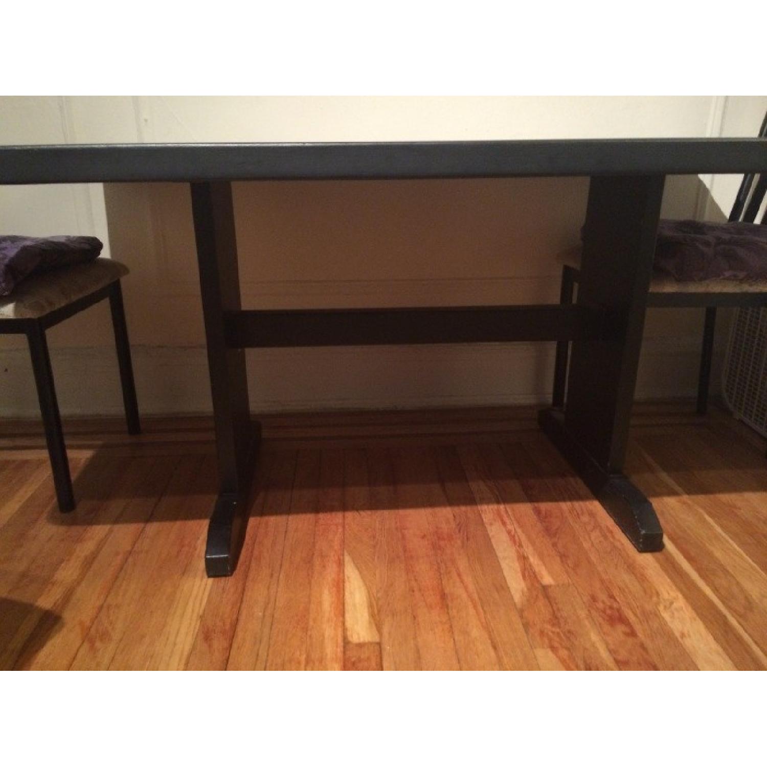 Black Painted Oak Table w/ 4 Metal Chairs - image-2