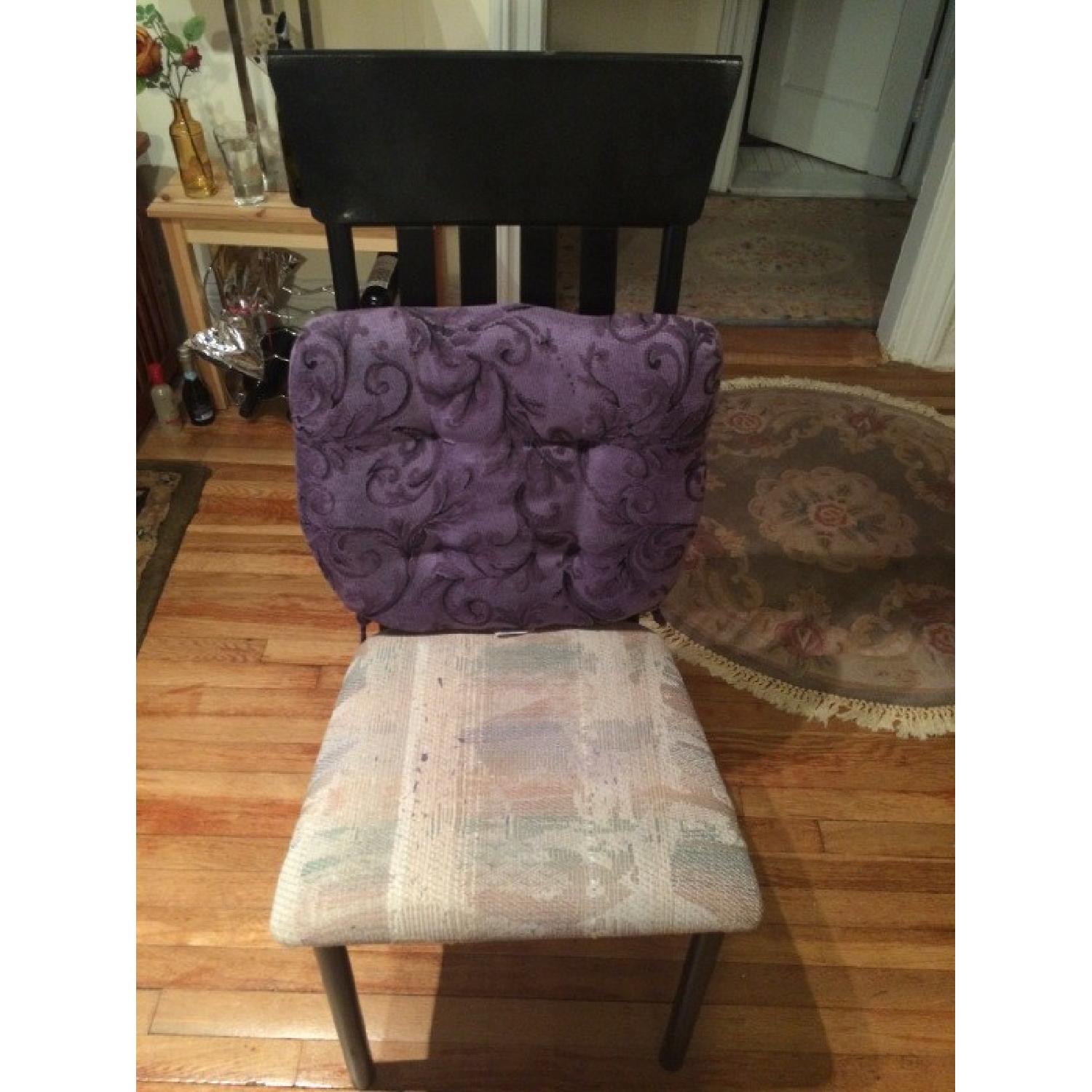 Black Painted Oak Table w/ 4 Metal Chairs - image-3