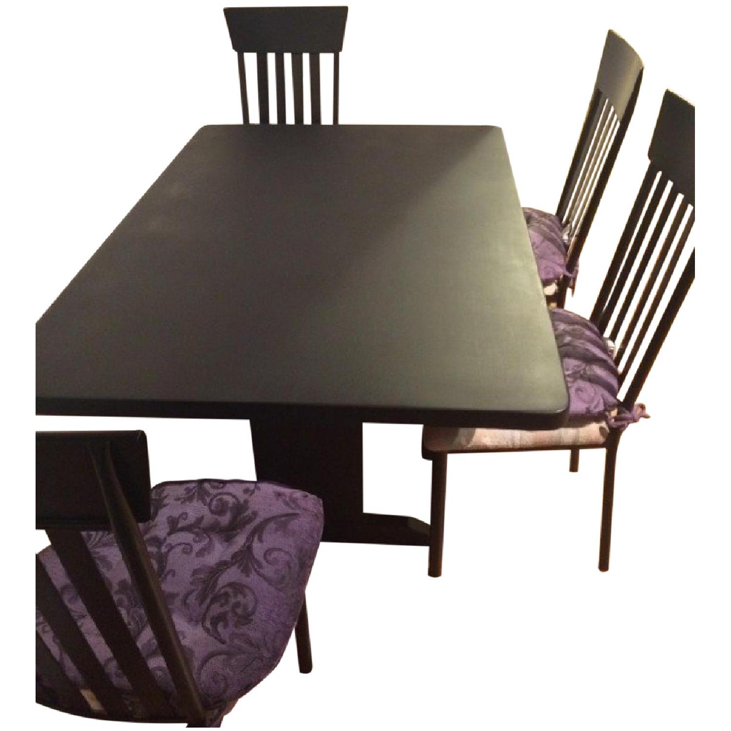Black Painted Oak Table w/ 4 Metal Chairs - image-0