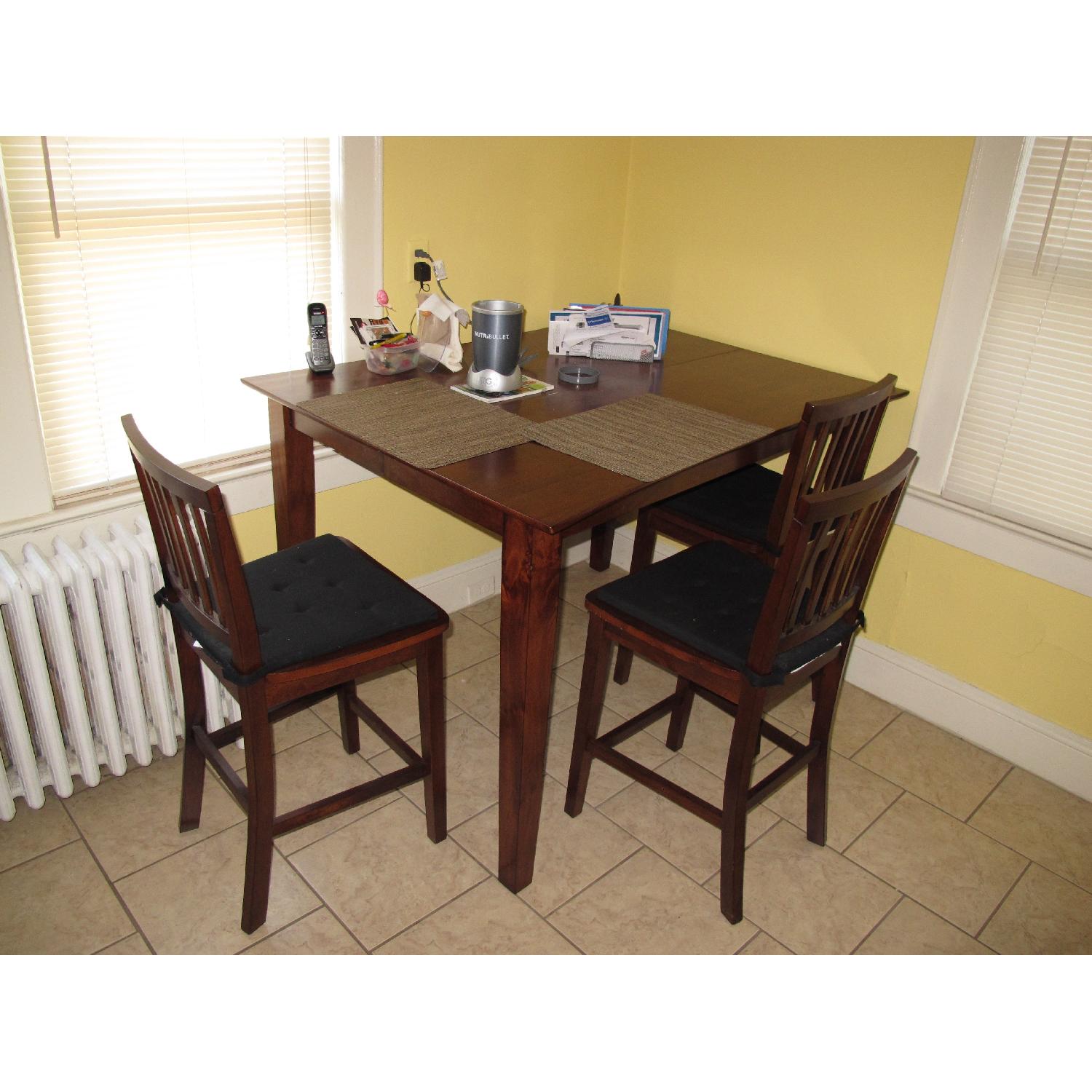 Bob's Furniture Bar Height Extendable Dining Room Table w/ 6 Chairs