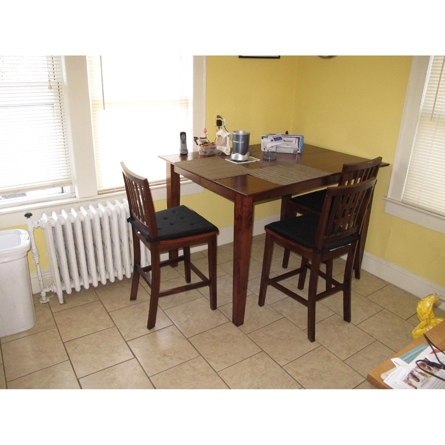 Bob's Furniture Bar Height Extendable Dining Room Table w/ 6 Chairs - image-2