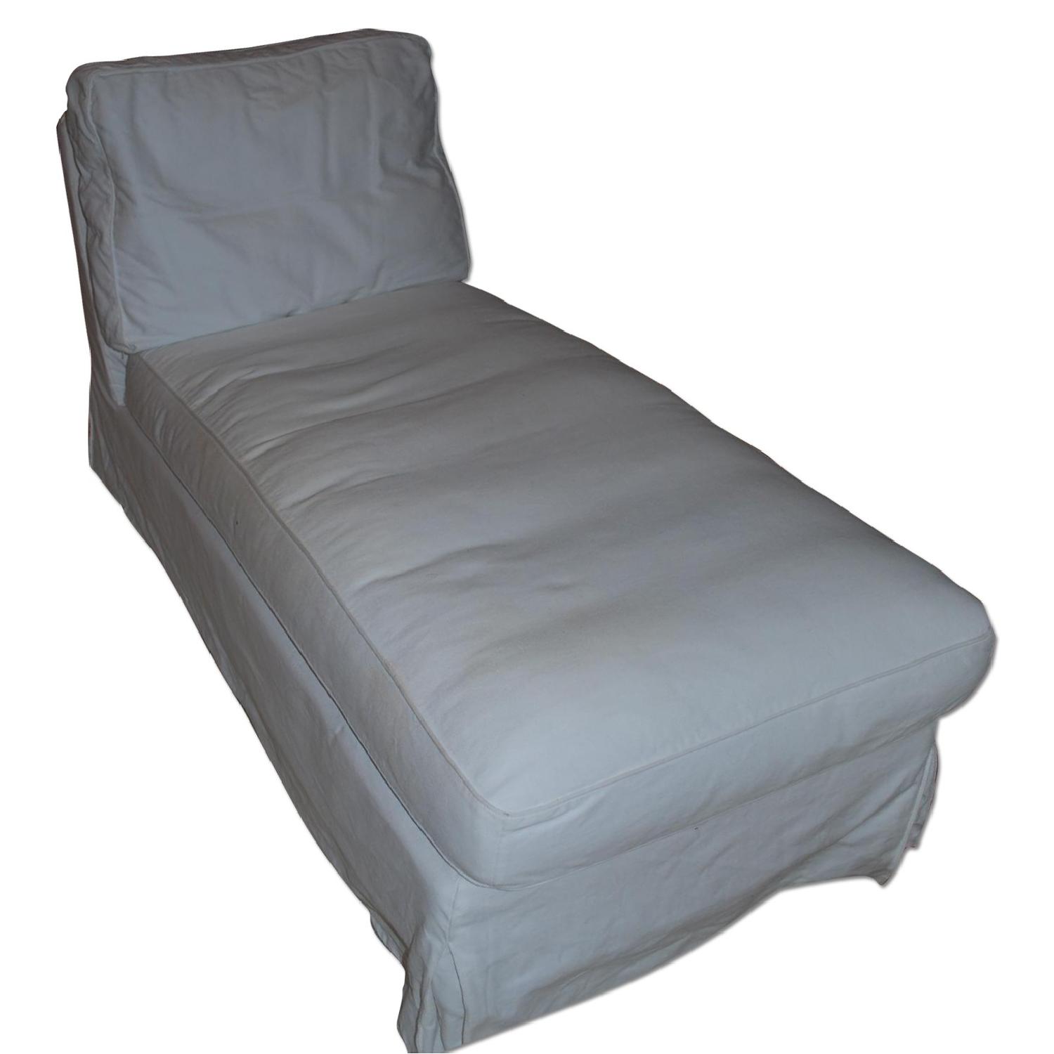 Ikea Ektorp Chaise Lounge with White Slipcover AptDeco