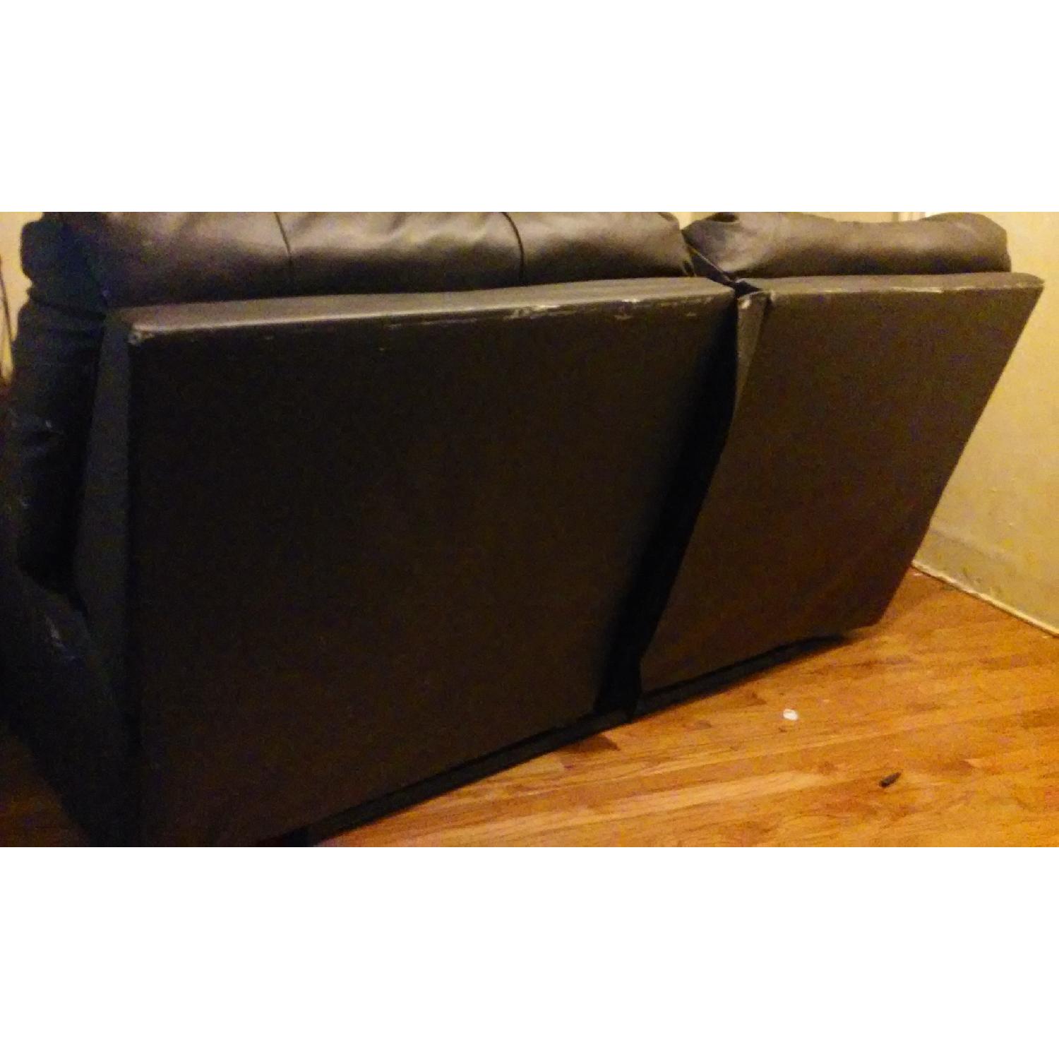 Black Leather Love Seat w/ 4 Way Recliners - Set of 2 - image-4