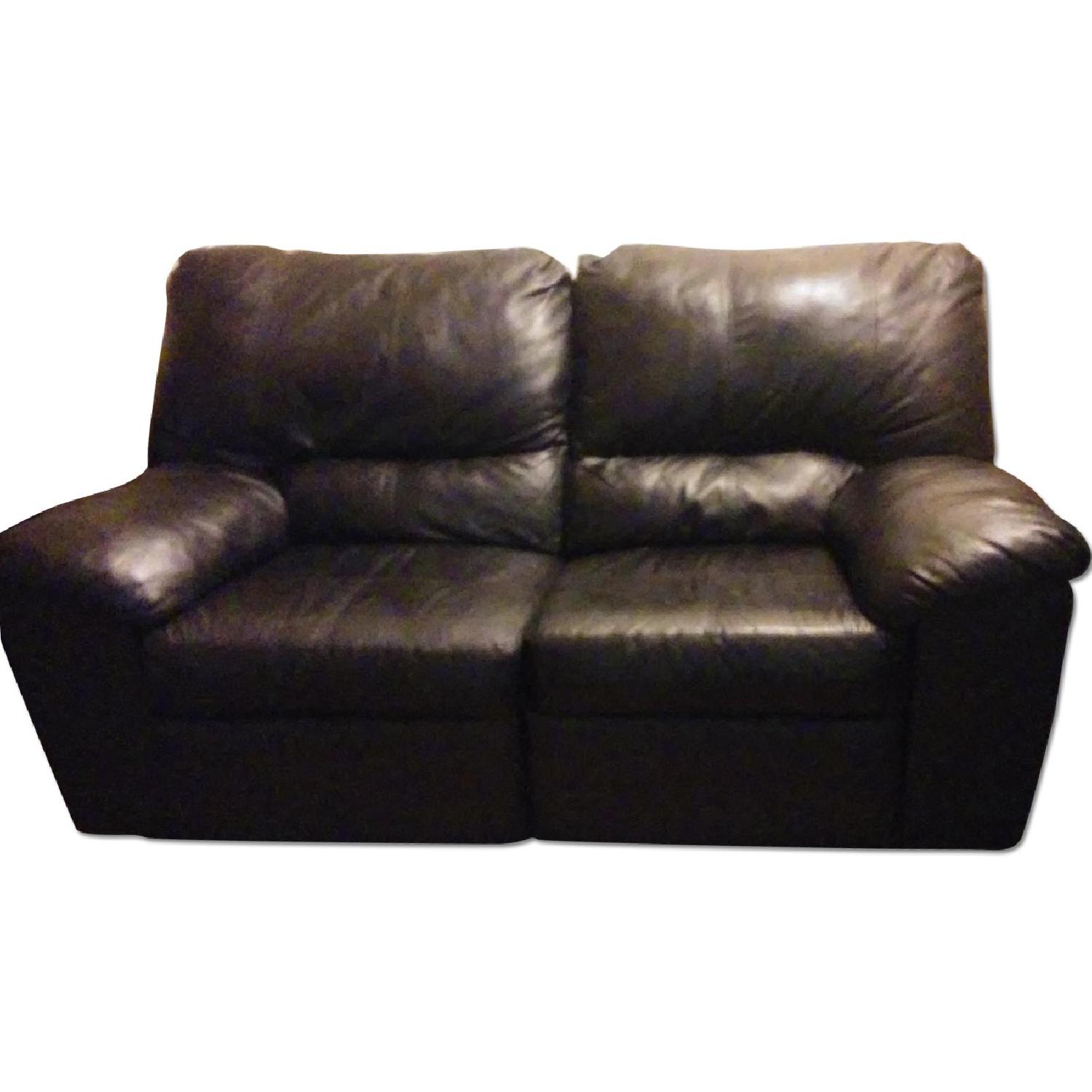 Black Leather Love Seat w/ 4 Way Recliners - Set of 2 - image-0