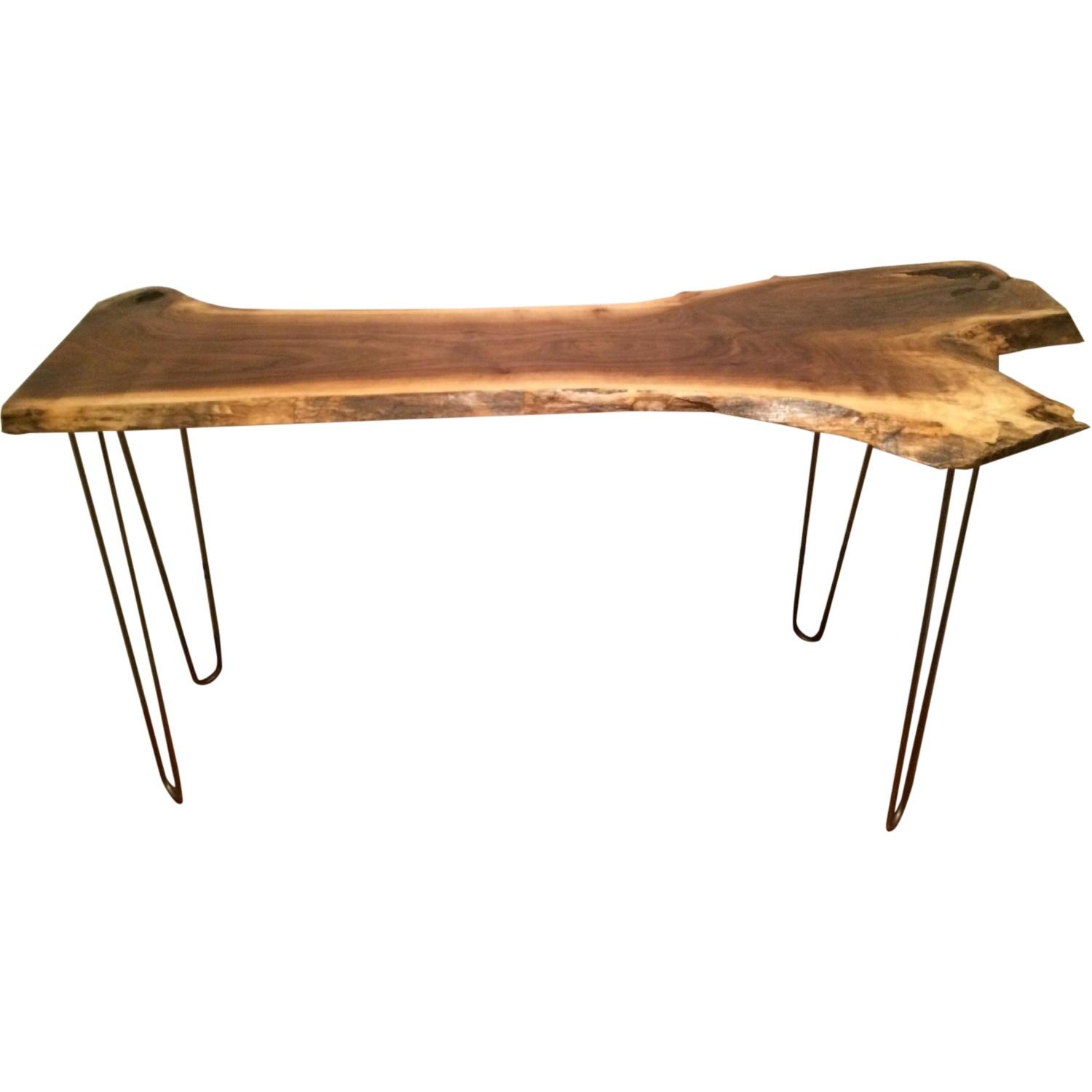 Reclaimed Dark Walnut Wood Top Console Table / Sofa Table with Eames ...