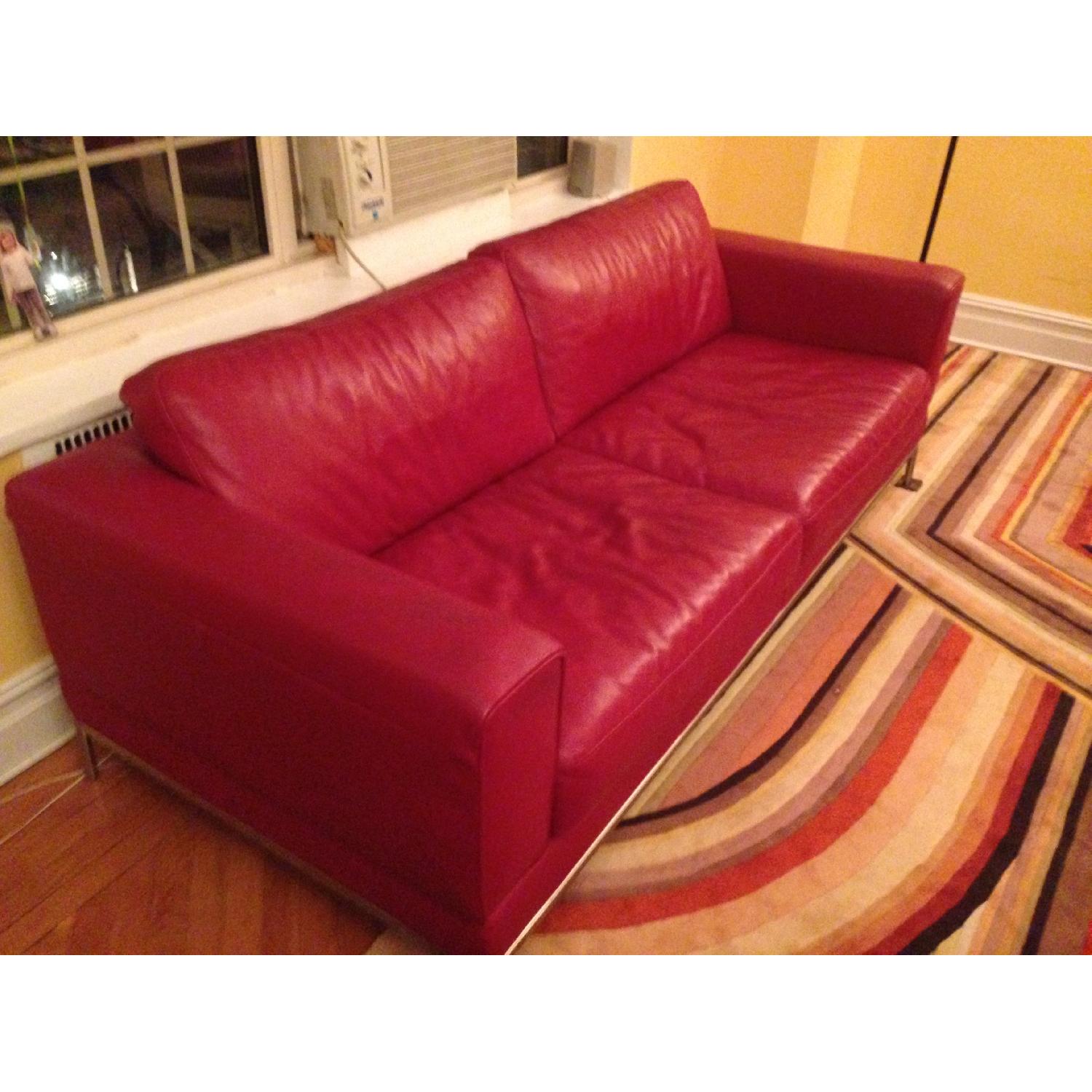 Ikea Red Leather Sofa - image-2