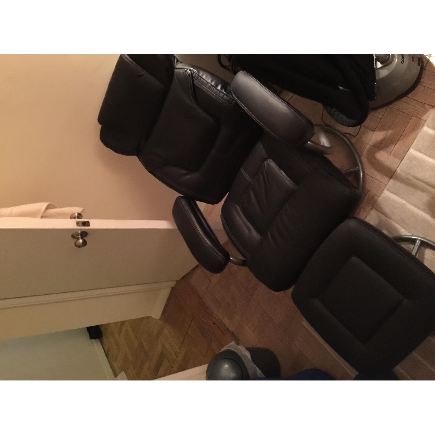 Jennifer Convertibles Brown Leather Couch w/ Reclining End Seats + Chair AptDeco