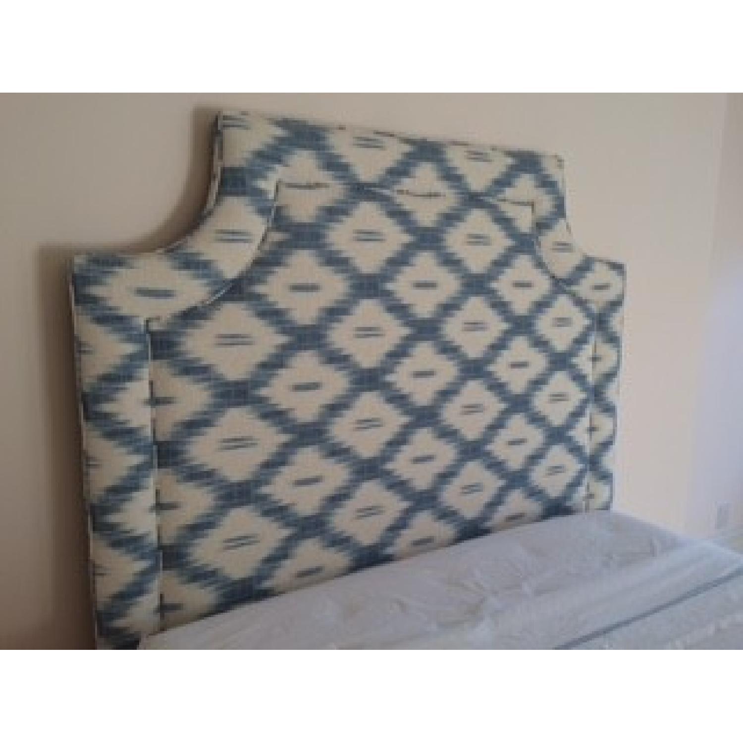 Blue and White Fabric Queen Size Headboard - image-2