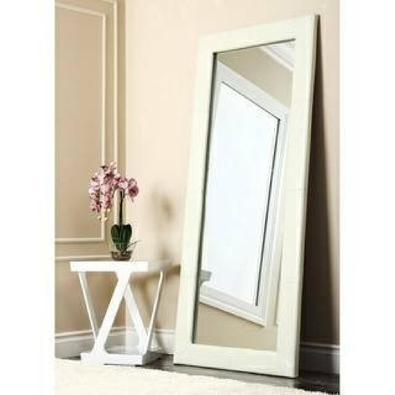 Abbyson Living Delano White Leather Floor Mirror - image-1