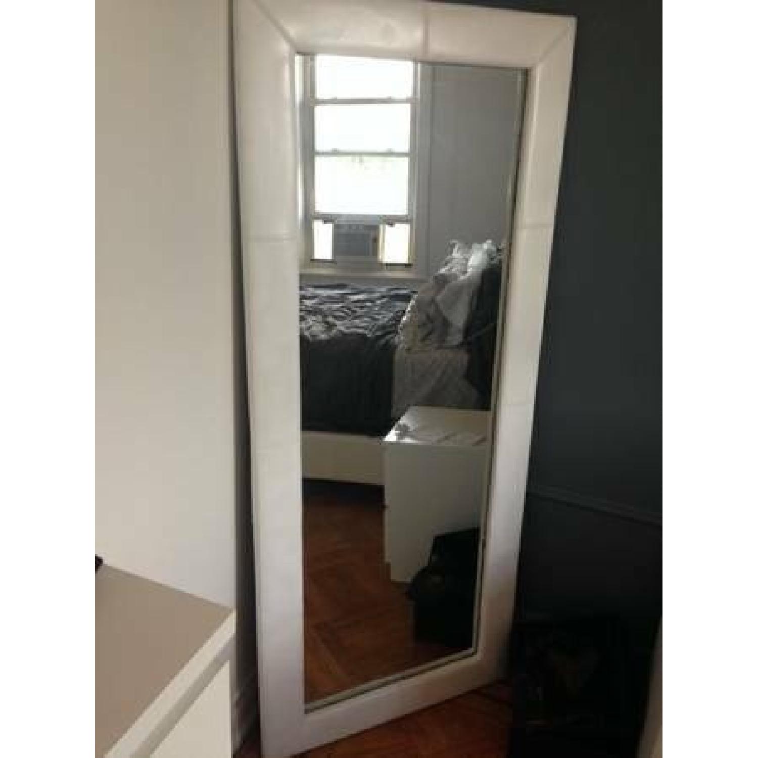 Abbyson Living Delano White Leather Floor Mirror - image-2