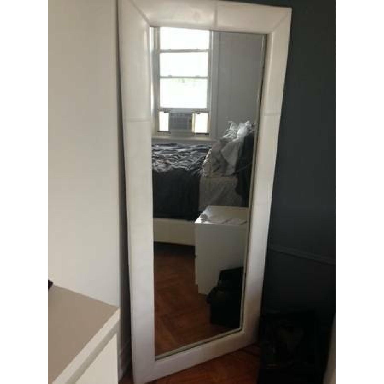 Abbyson Living Delano White Leather Floor Mirror - image-3