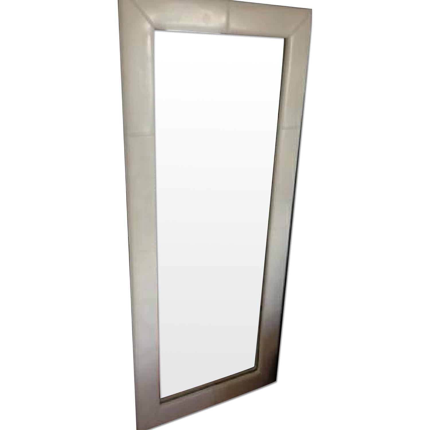Abbyson Living Delano White Leather Floor Mirror - image-0