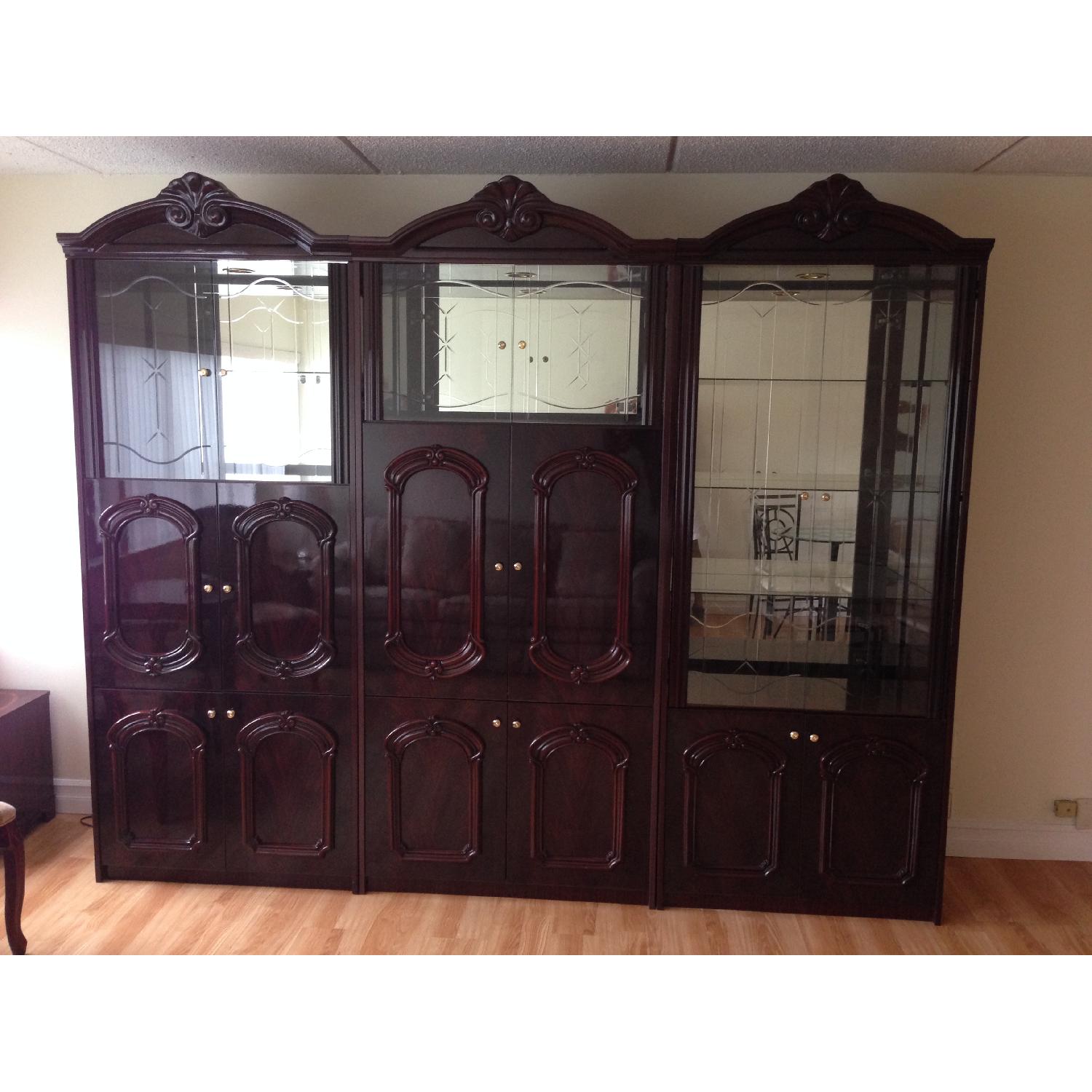 3 Piece Wall Media Unit w/ Beveled Glass Doors - image-1