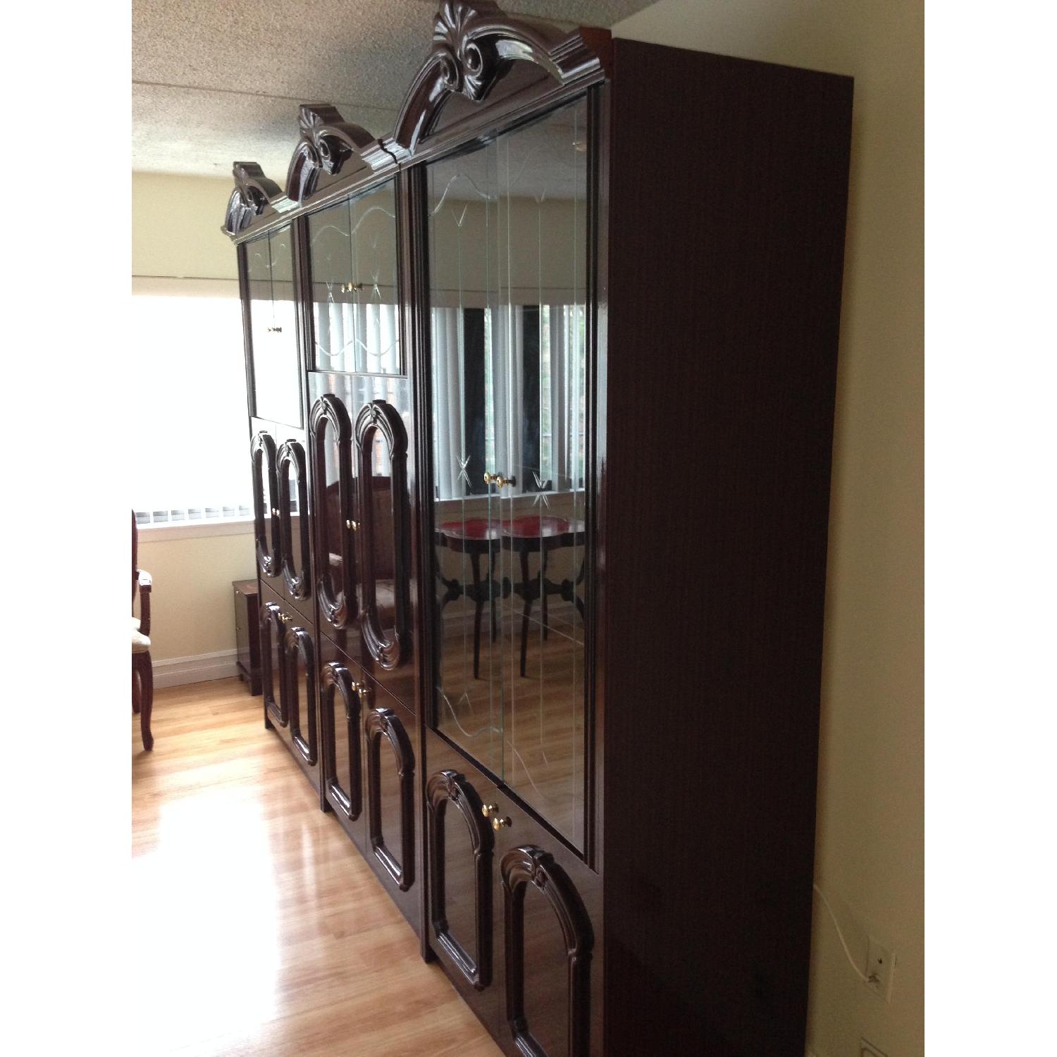 3 Piece Wall Media Unit w/ Beveled Glass Doors - image-3