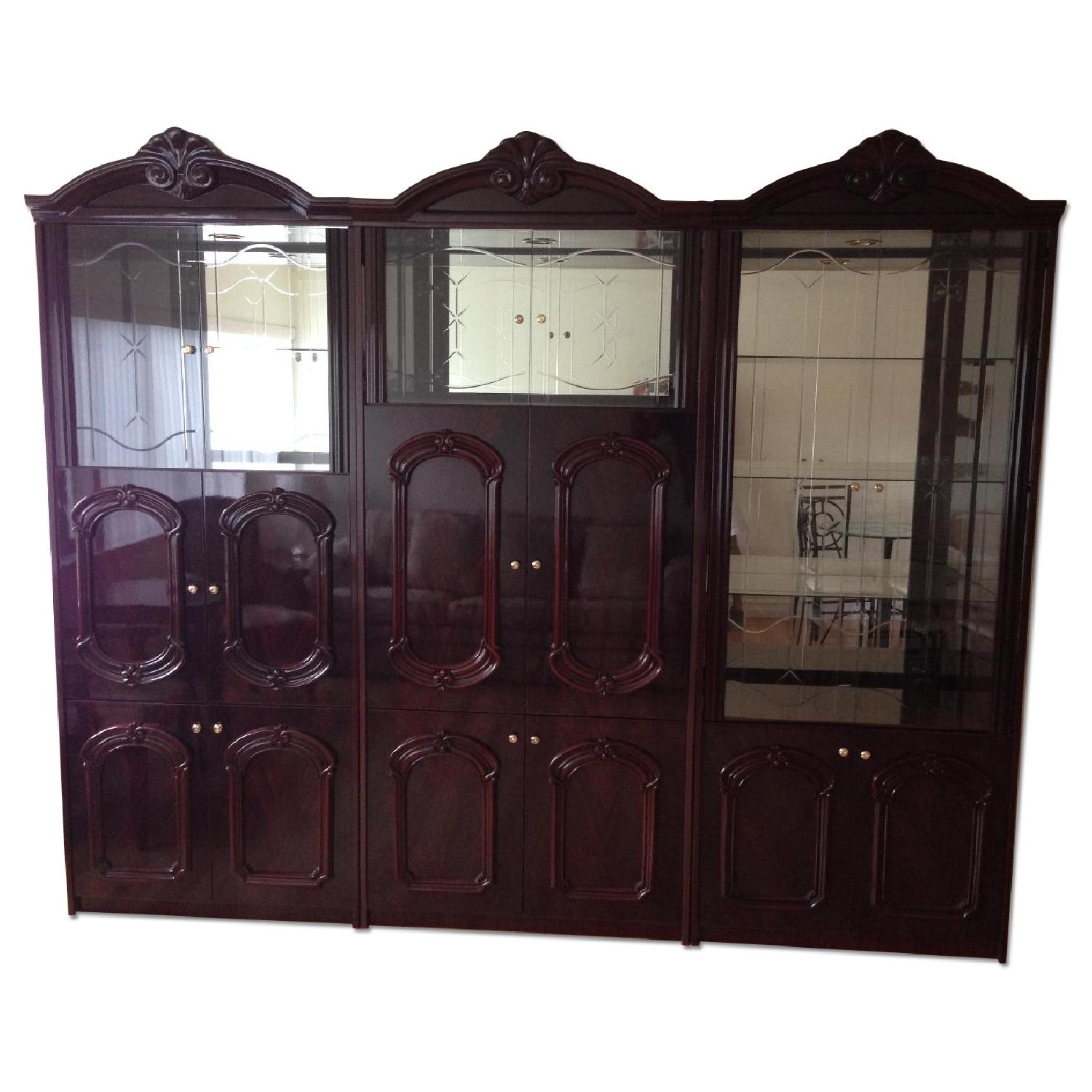 3 Piece Wall Media Unit w/ Beveled Glass Doors - image-0