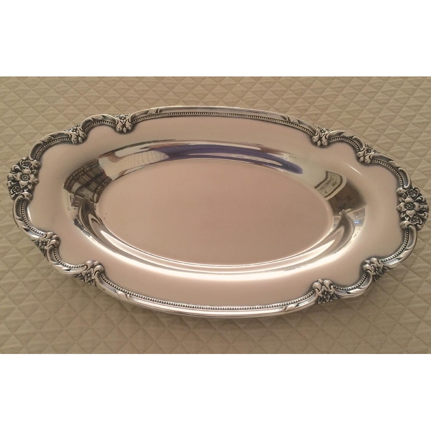 1847 Rogers Bros Vintage Silver Plate Bread Tray - image-1