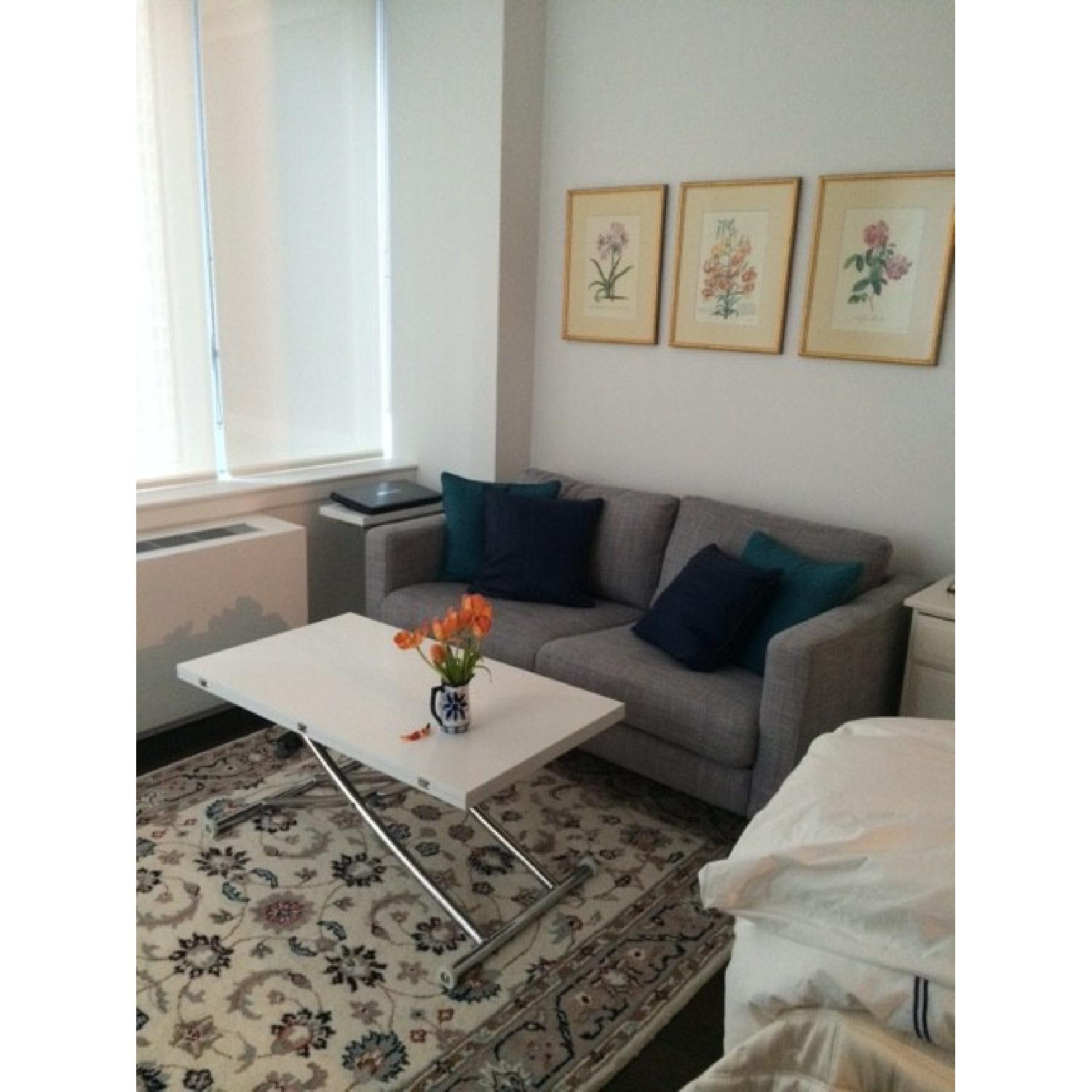 EGF White/Chrome Adjustable Dining Table with X-Base - image-1