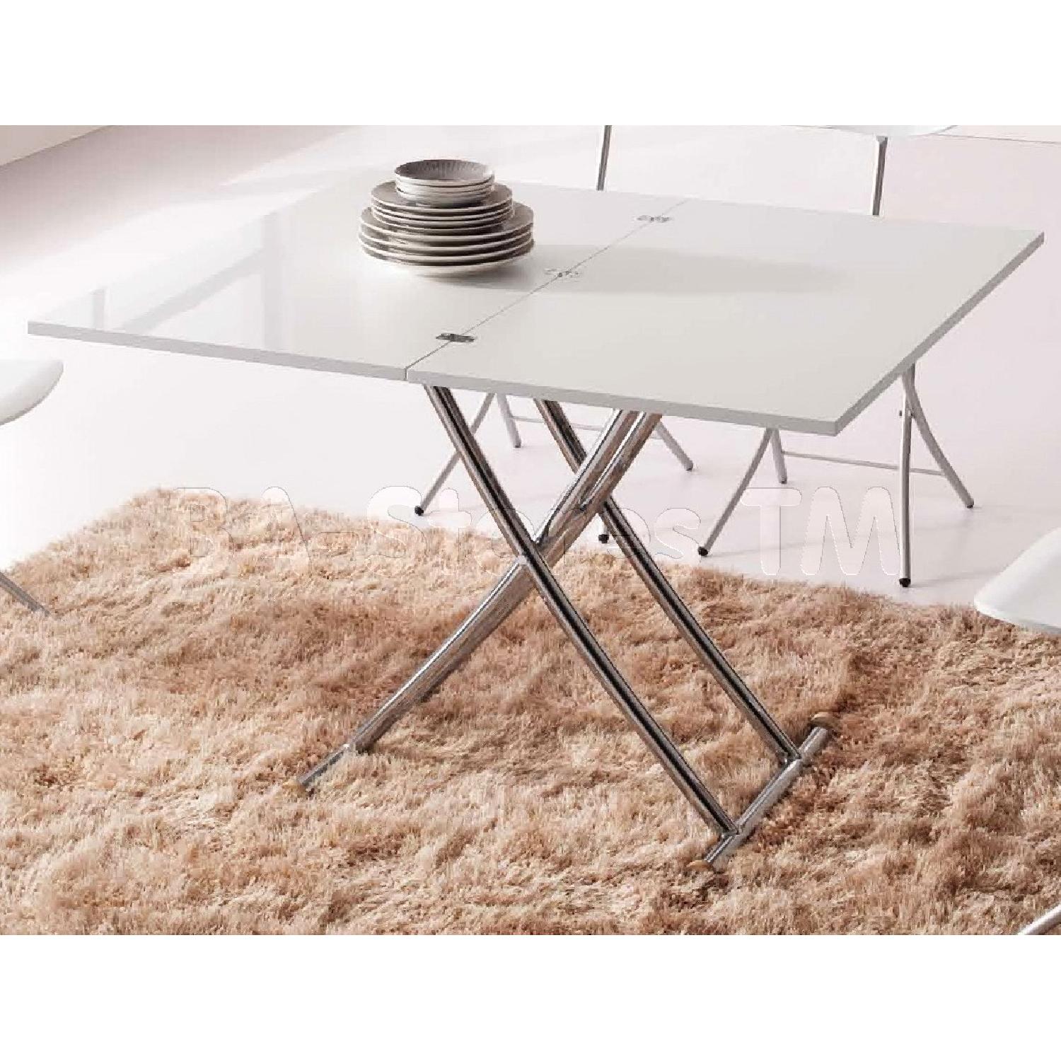 EGF White/Chrome Adjustable Dining Table with X-Base - image-2