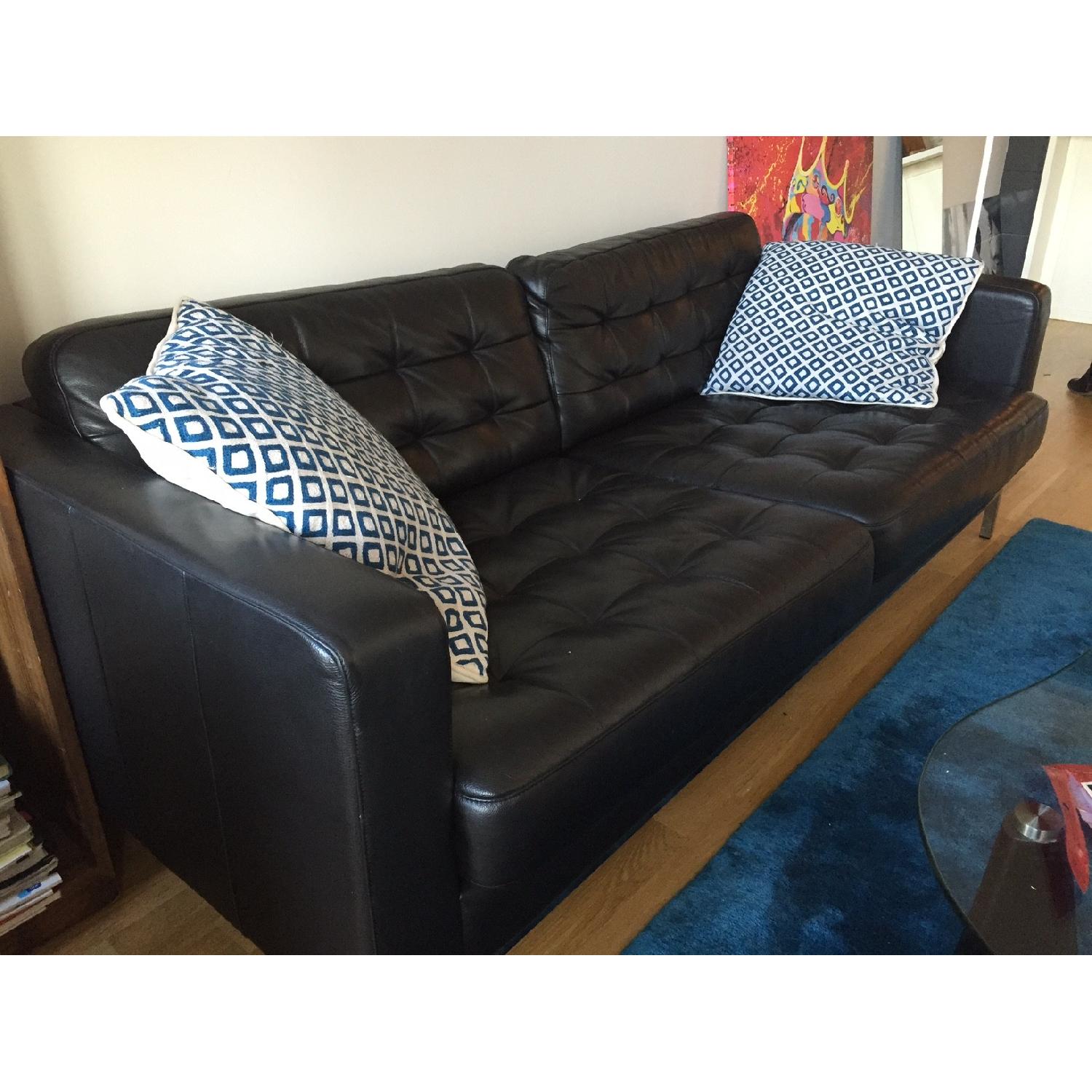 Ikea Karlstad Black Leather Sofa - image-2