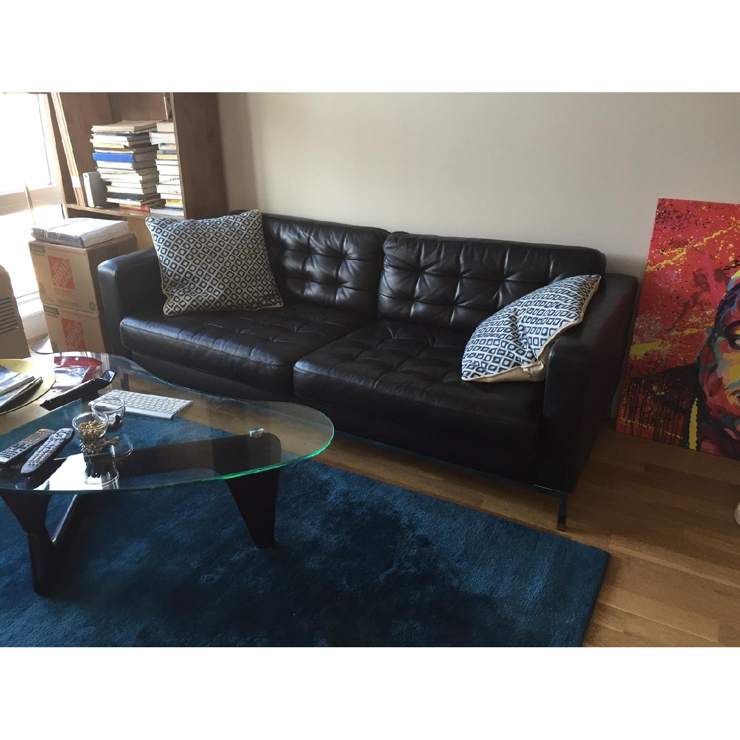 Ikea Karlstad Black Leather Sofa - image-3