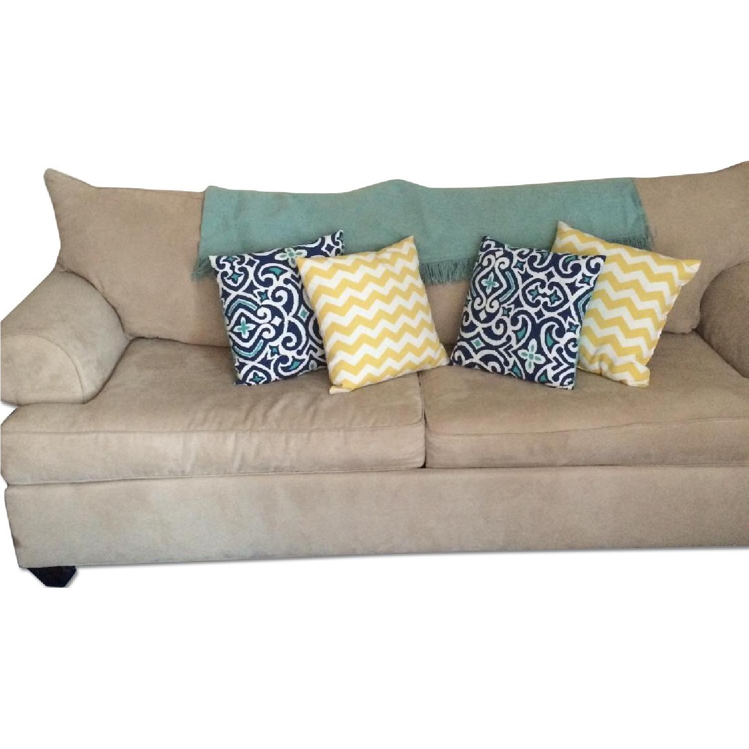 Raymour & Flanigan Microfiber Queen Sleeper Sofa - image-0