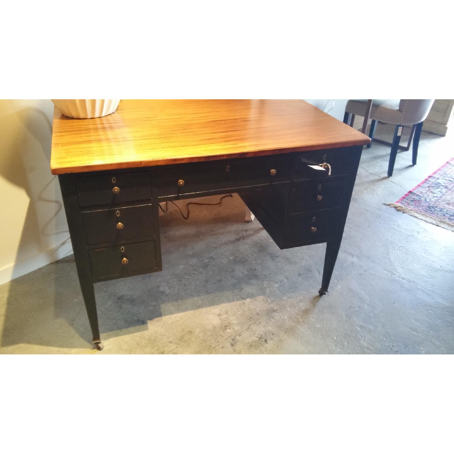 Vintage English Oak Partners Desk - image-1