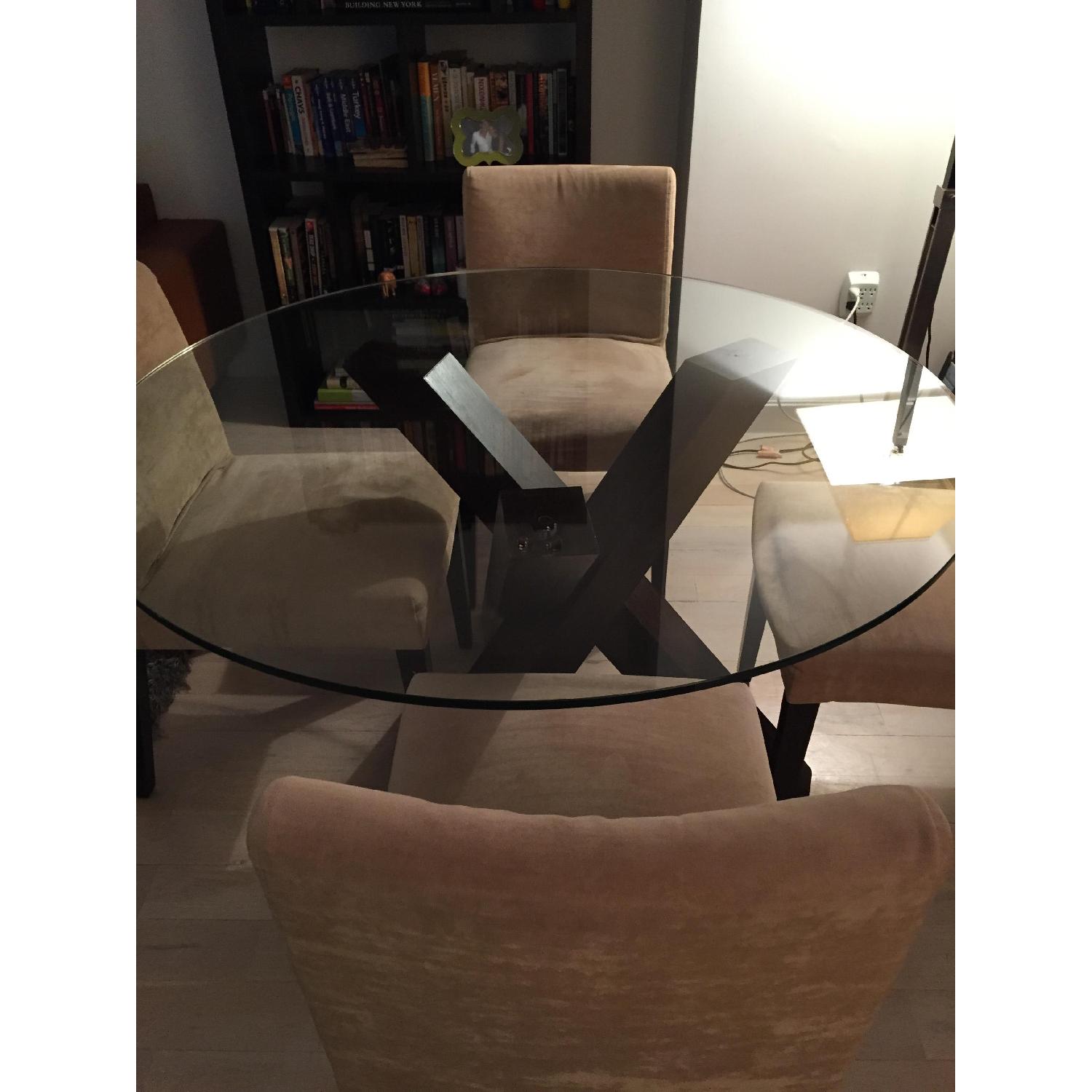 Round Glass-Top Dining Table w/ 4 Chairs - image-1