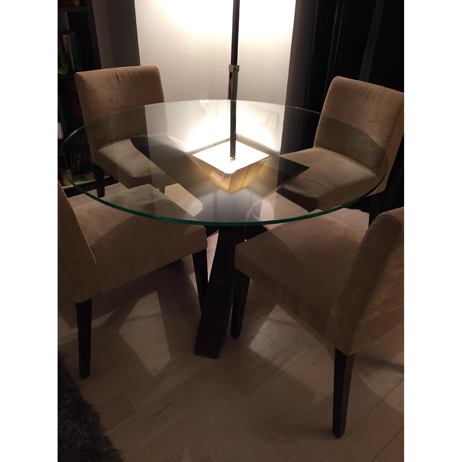 Round Glass-Top Dining Table w/ 4 Chairs - image-2