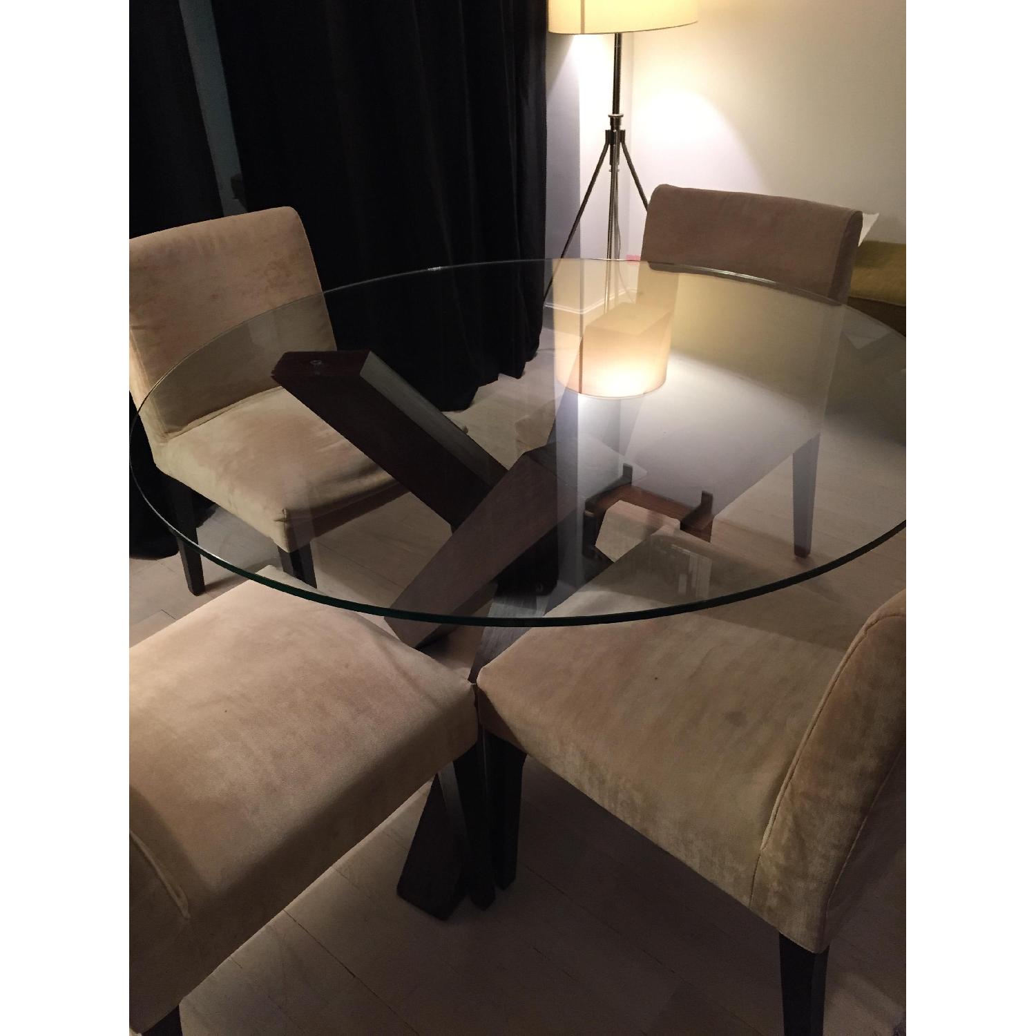 Round Glass-Top Dining Table w/ 4 Chairs - image-5