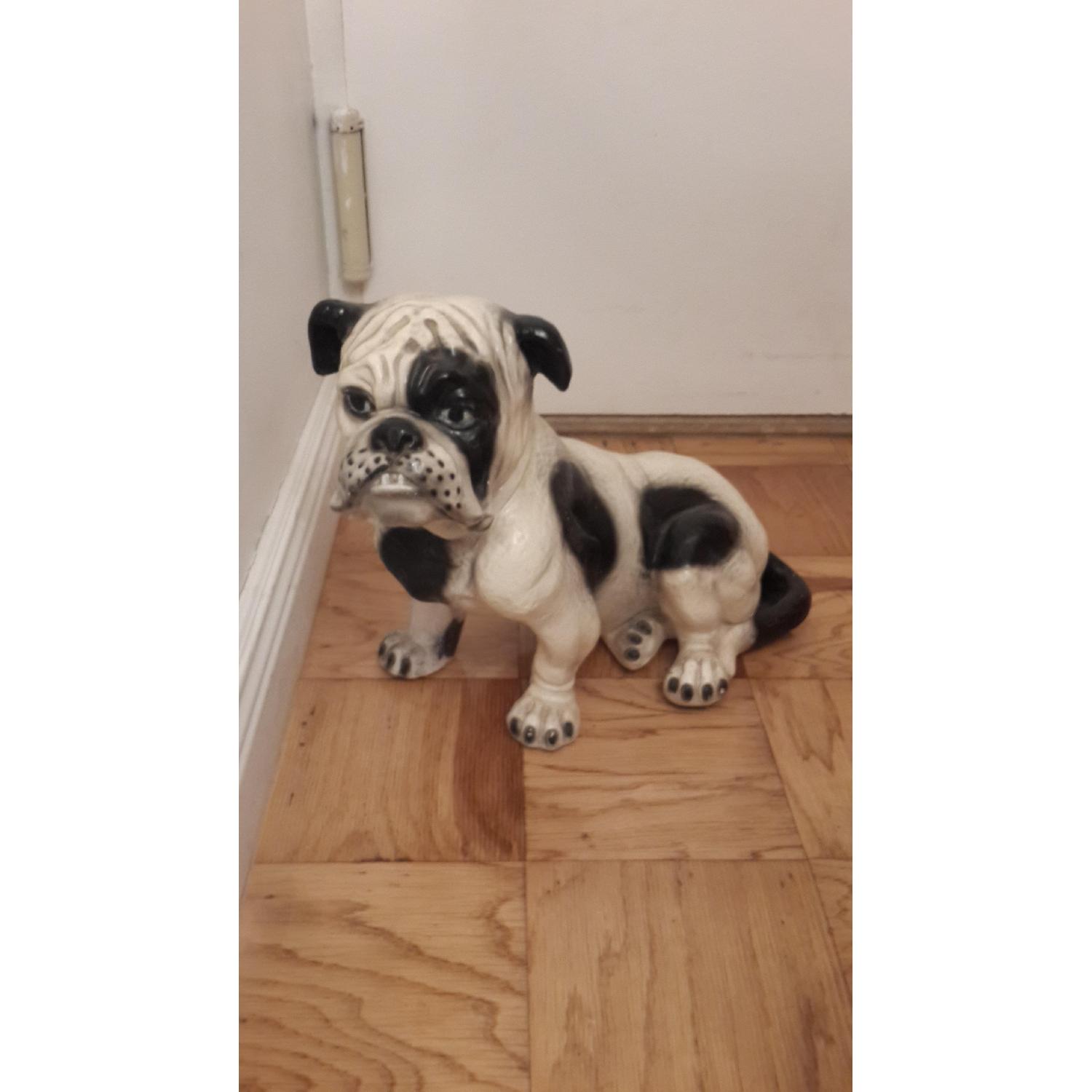 Vintage Ceramic Black & White Bull Dog - image-1