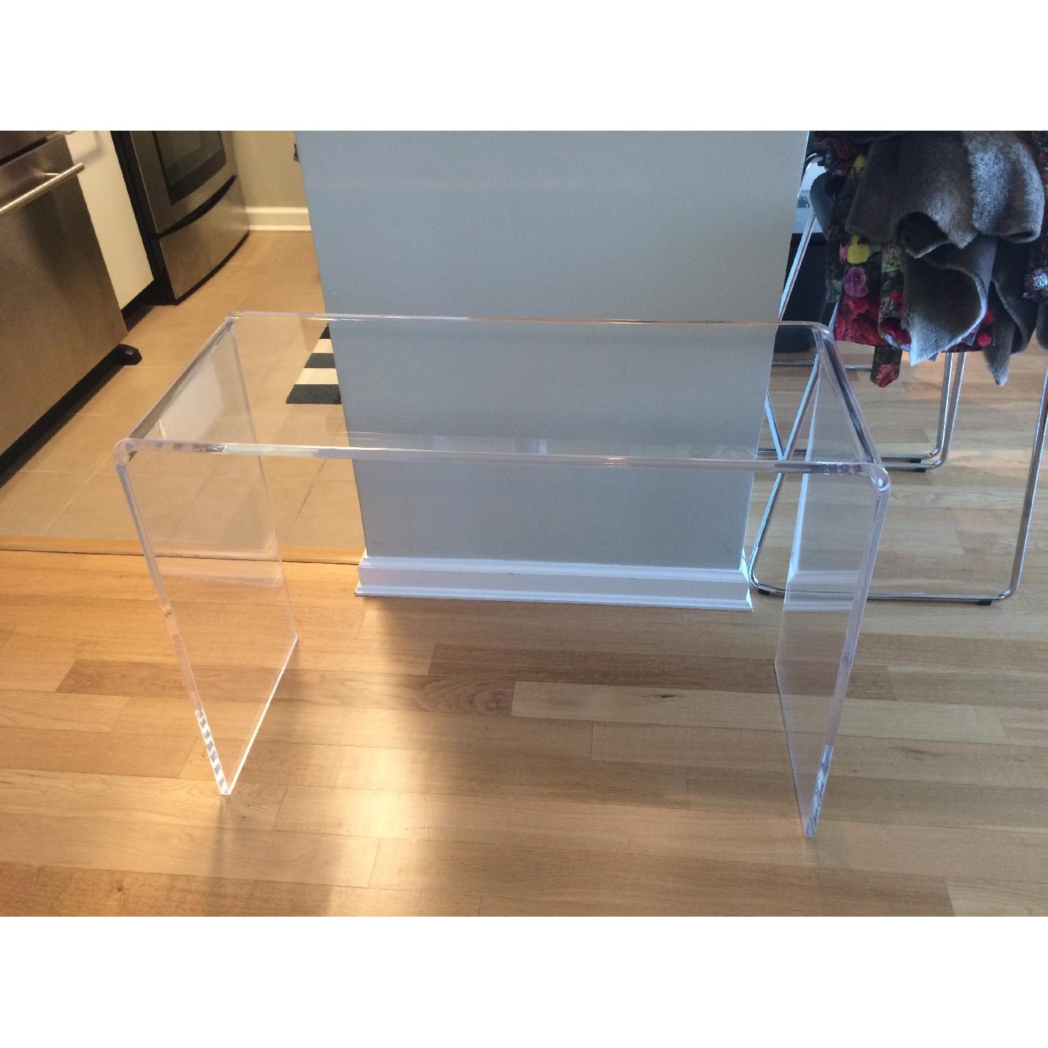CB2 Clear/Acrylic Console Table/Desk - image-1