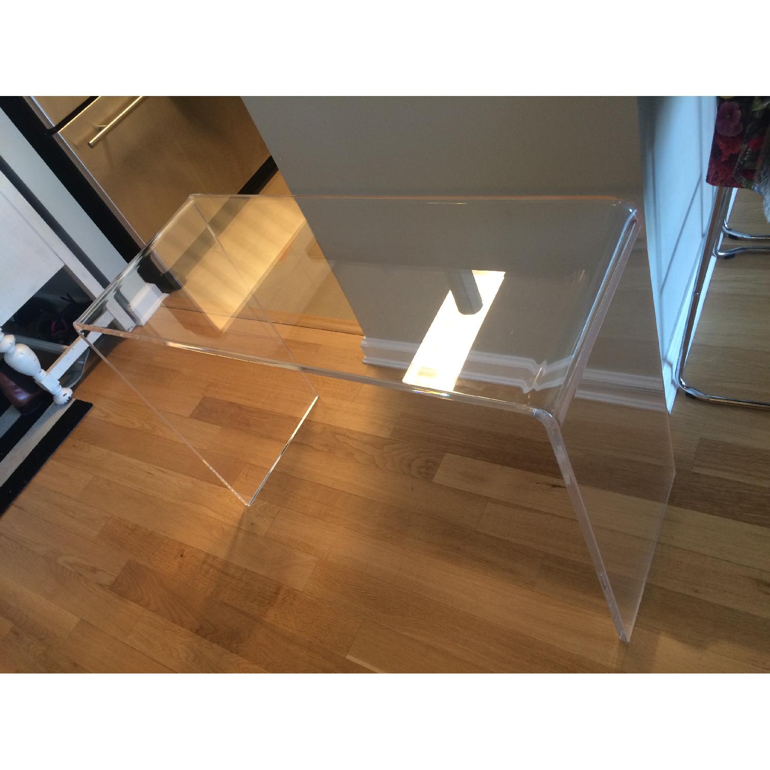 CB2 Clear/Acrylic Console Table/Desk - image-2