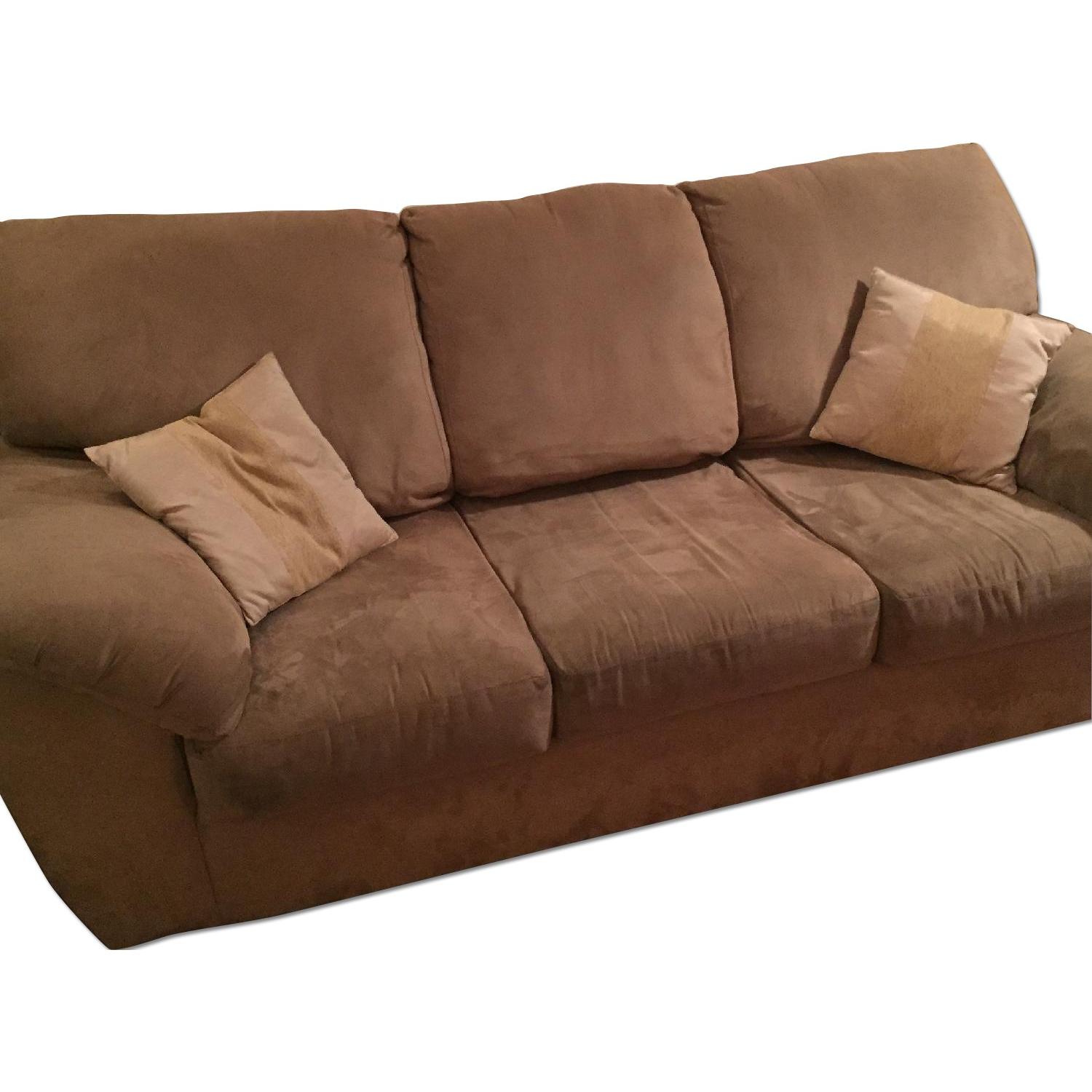 Beige Microsuede Sofa Bed - image-0