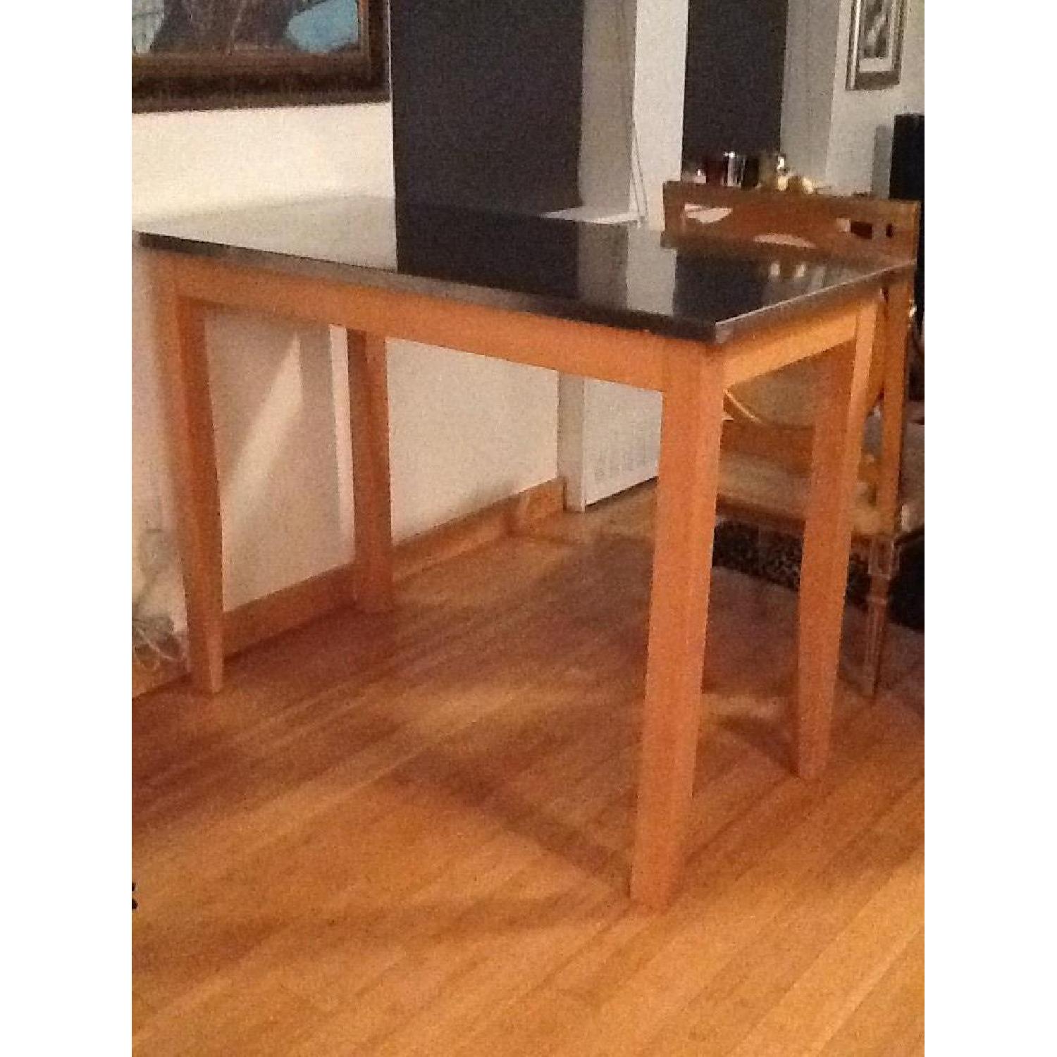 Stainless Steel Table with Wooden Legs - image-4