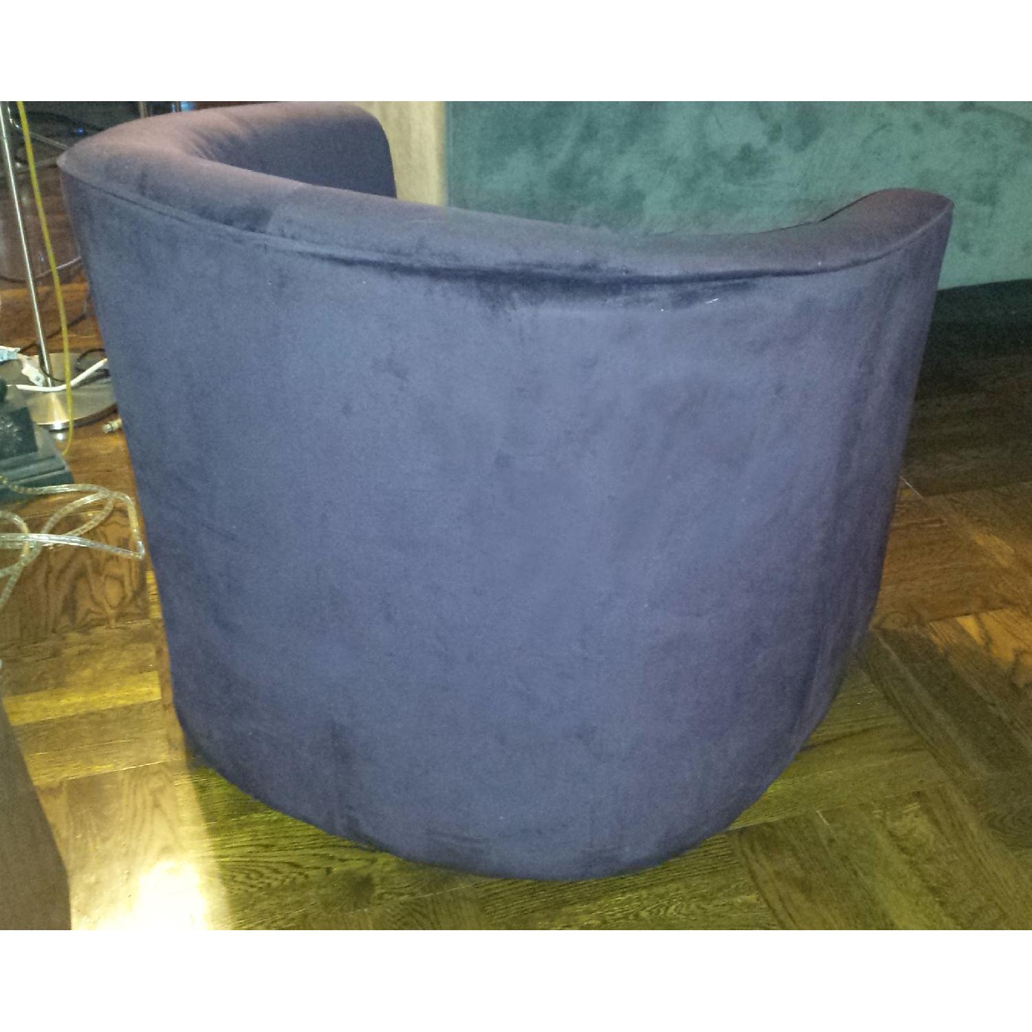 Eggplant/Purple Velvet Swivel Chair - image-3