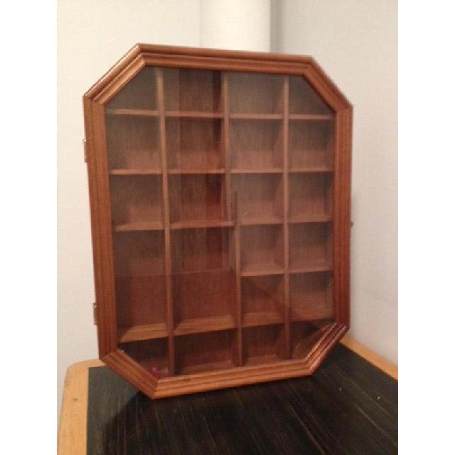 Wall Mountable Wood Curio Cabinet Shadow Box w/ Glass Door - image-1