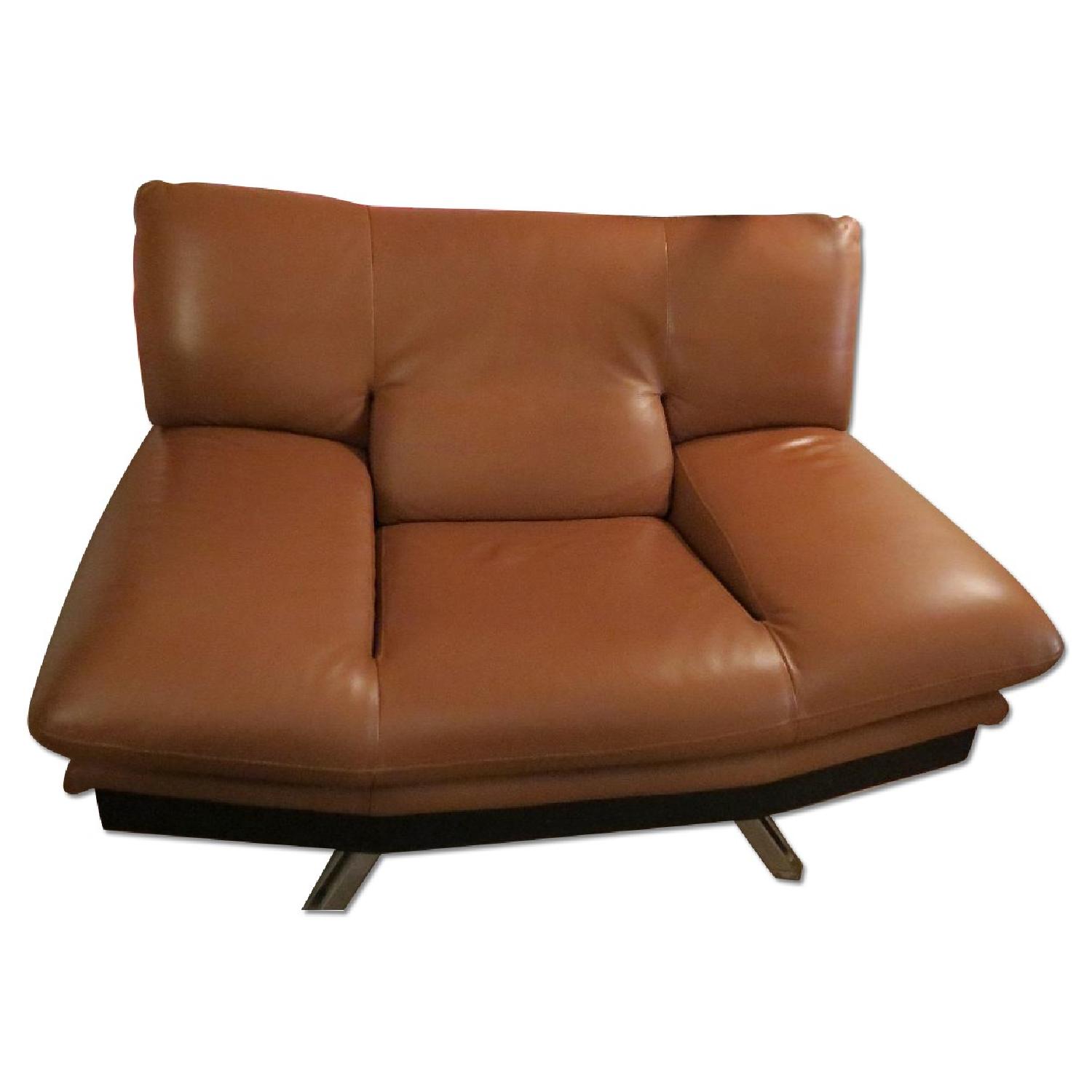Nicoletti Tan Leather Sofa + Love Seat - image-4