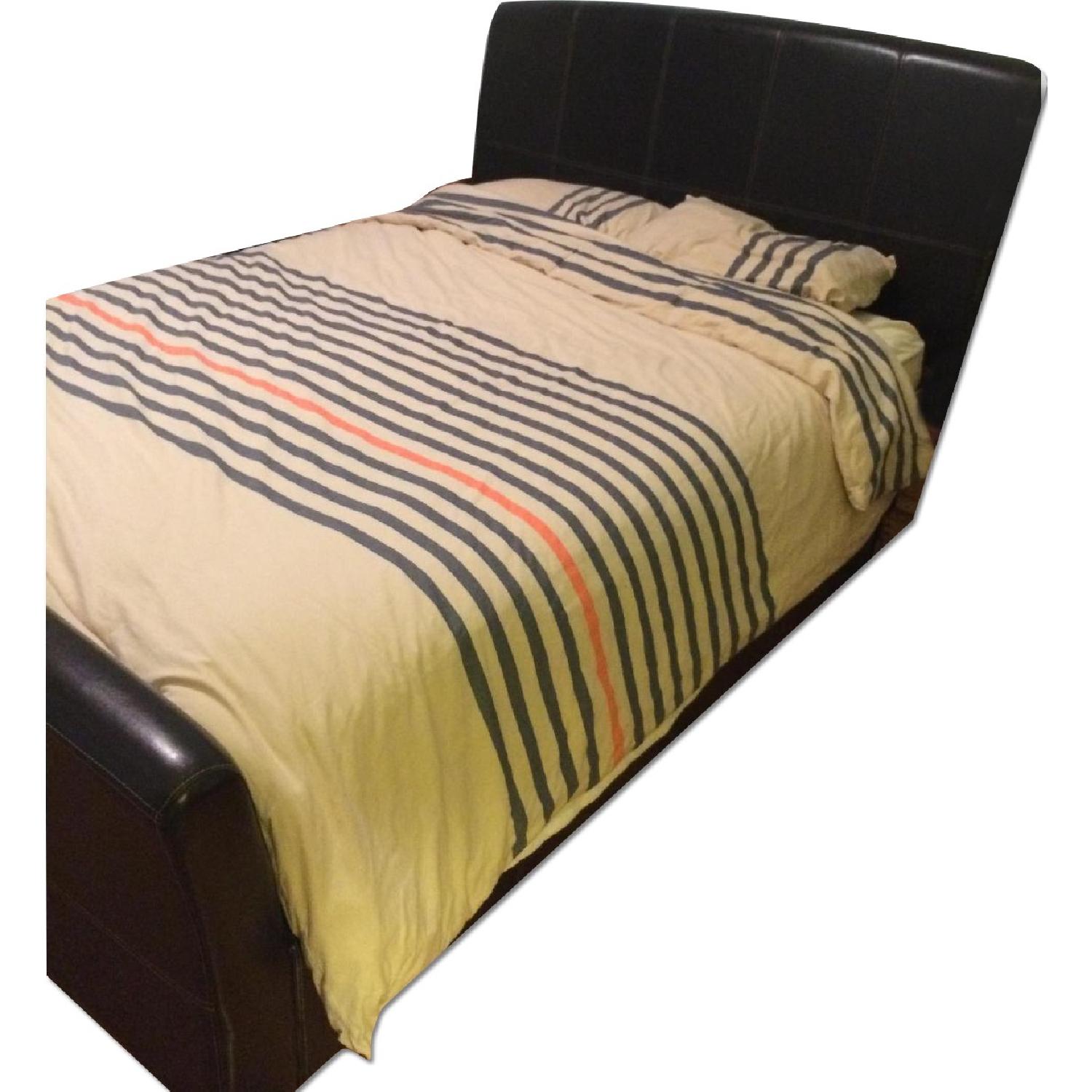 Brown Leather Queen Bed Frame AptDeco