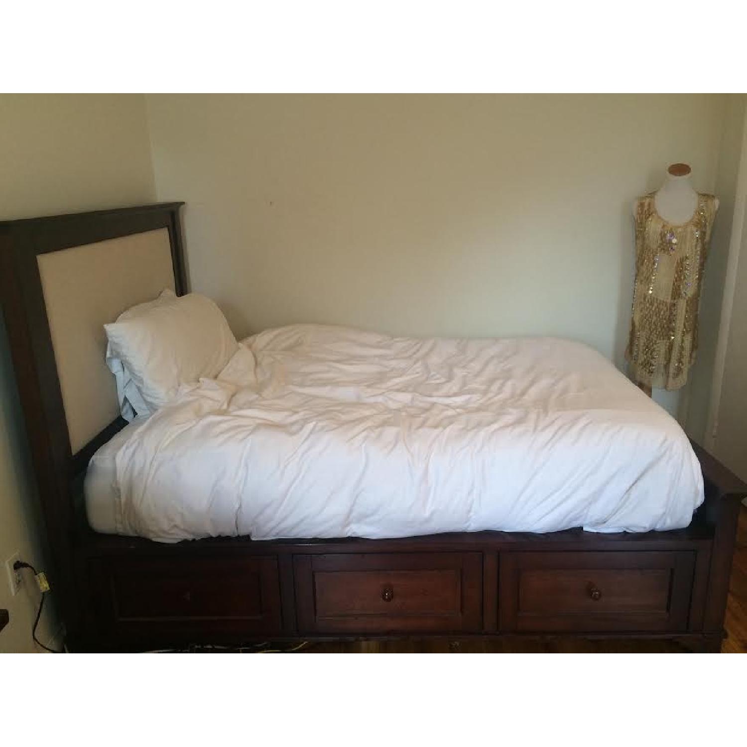 Pottery Barn Storage Cynthia Full/Queen Bed Frame w/ Headboard & Footboard - image-3