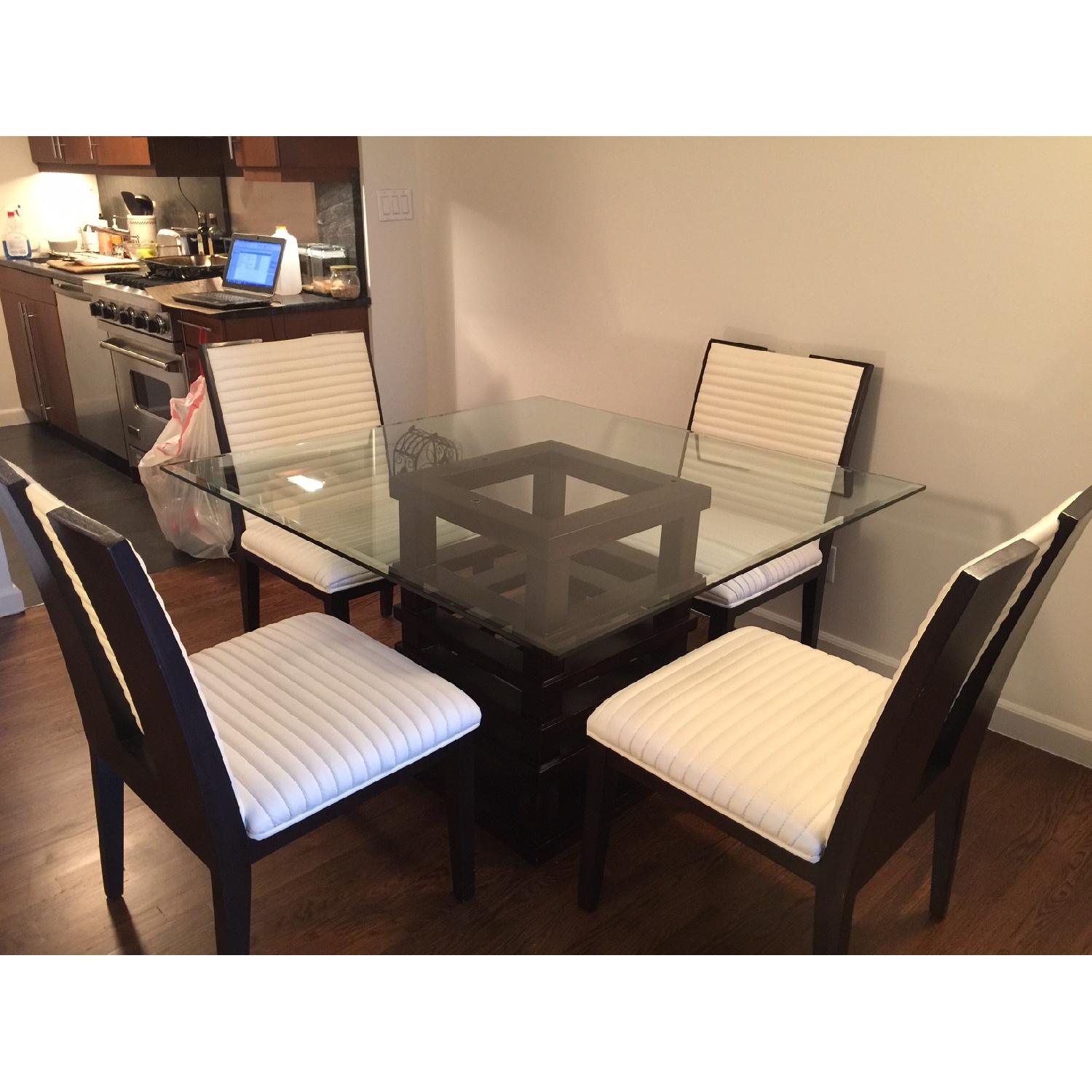 Z Gallerie Glass Dining Table w/ 4 Chairs AptDeco