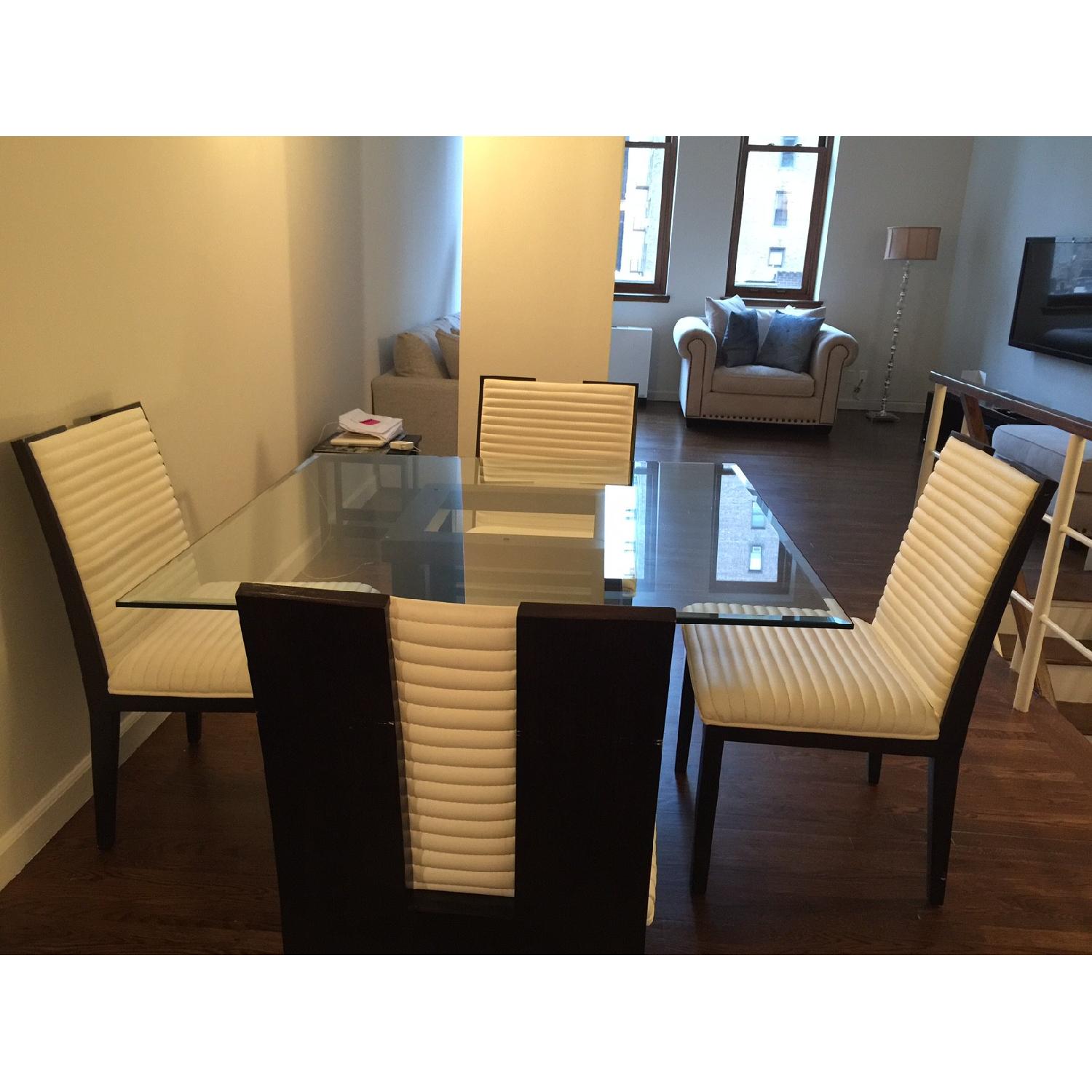 Z Gallerie Glass Dining Table w/ 4 Chairs - image-3