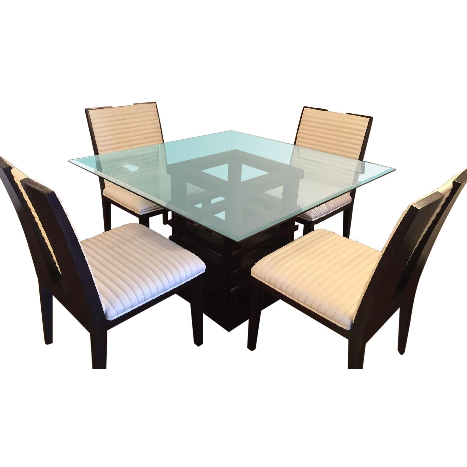 Z Gallerie Glass Dining Table w/ 4 Chairs AptDeco